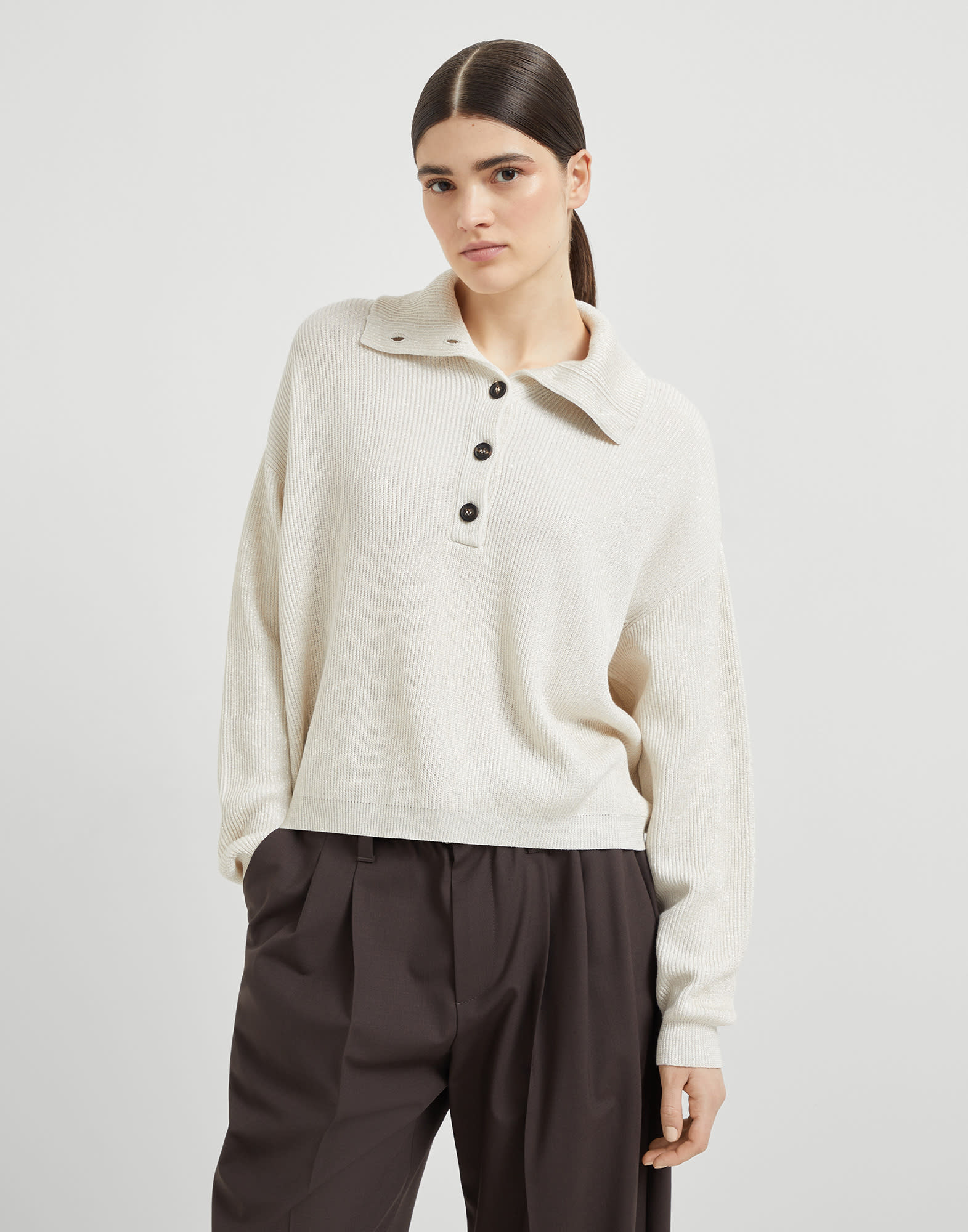 ヴァニセニット ポロシャツ クールベージュ レディース - Brunello Cucinelli