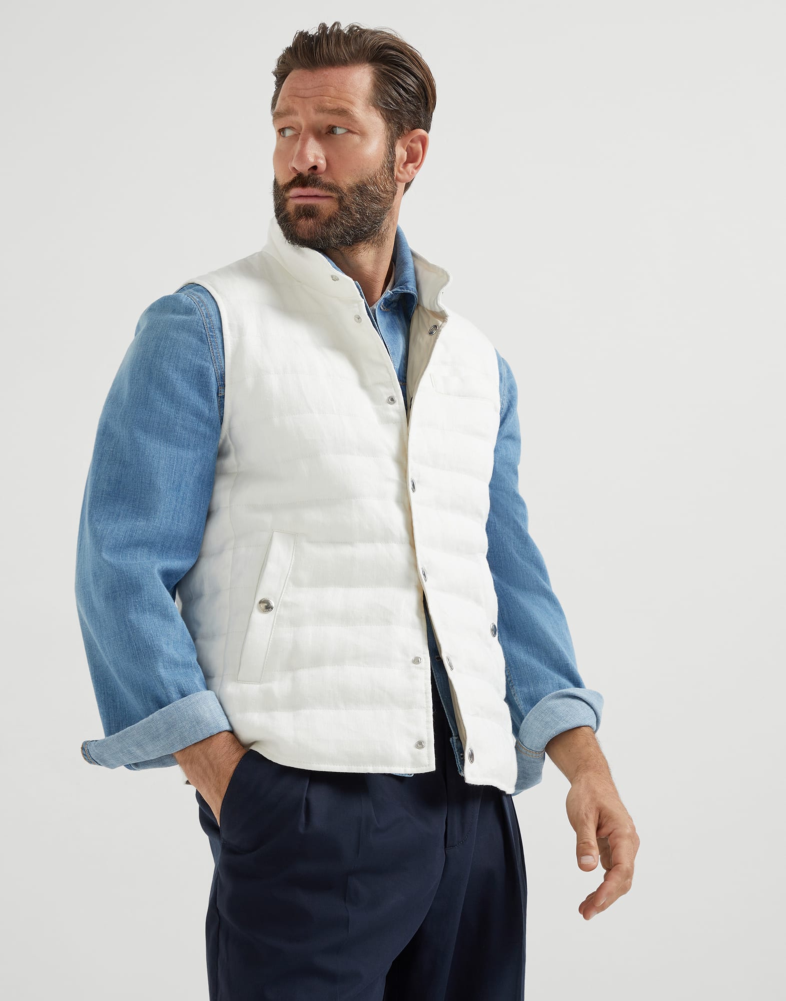 Lightweight down vest Off-White Man - Brunello Cucinelli