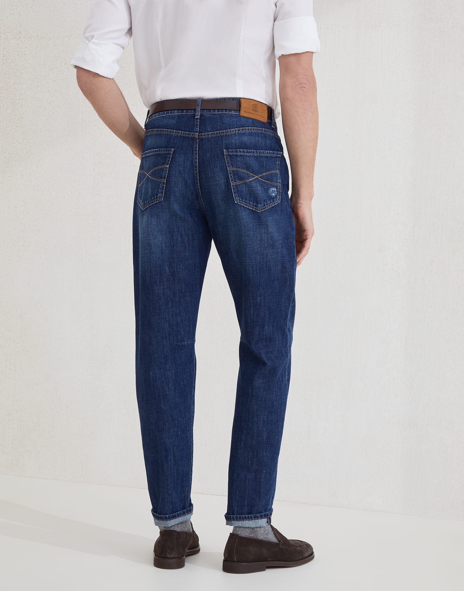 Pantalone cinque tasche leisure fit Denim Scuro Uomo - Brunello Cucinelli