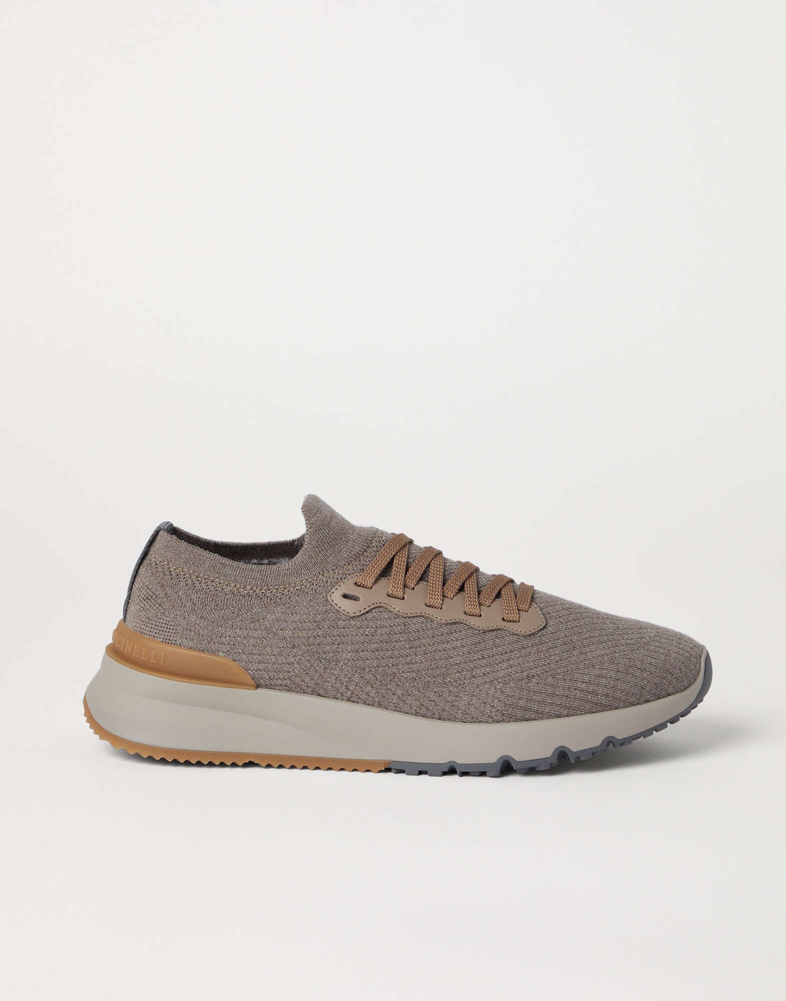 Knit runners for Man in Taupe | Brunello Cucinelli Knit runners for Man in Taupe | Brunello Cucinelli
