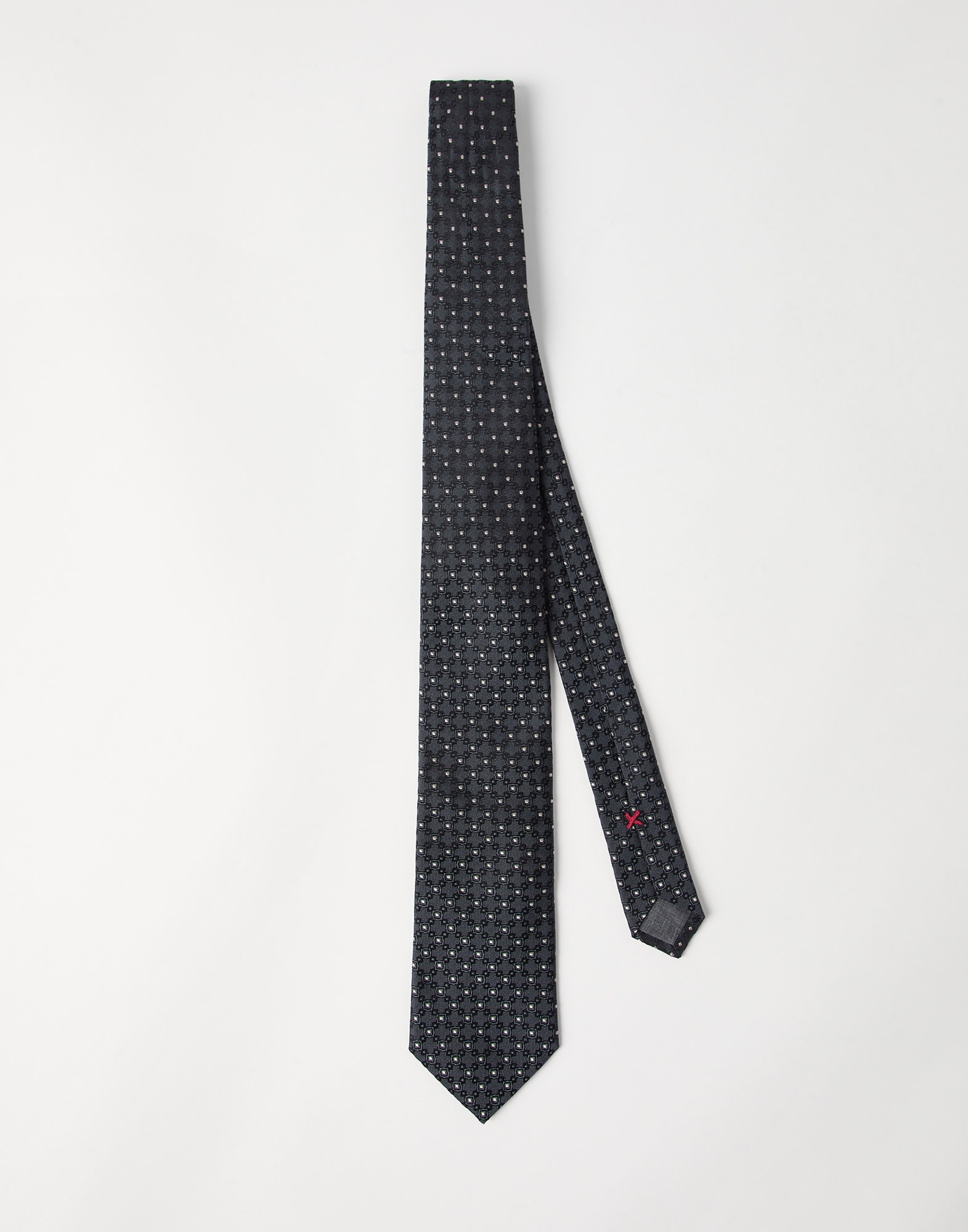 Cravatta con disegno jacquard Piombo Uomo - Brunello Cucinelli
