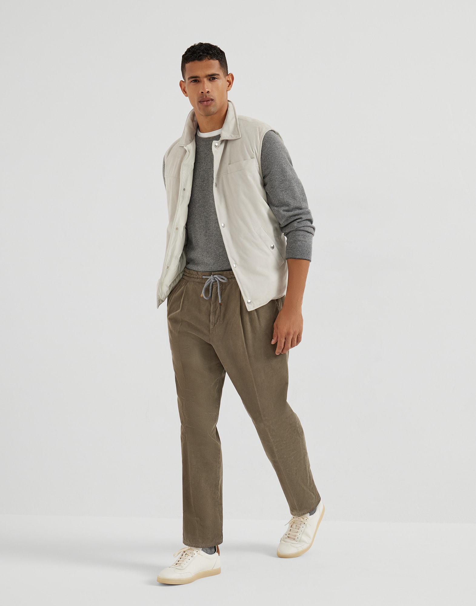Corduroy trousers for Man in Khaki | Brunello Cucinelli Corduroy trousers for Man in Khaki | Brunello Cucinelli
