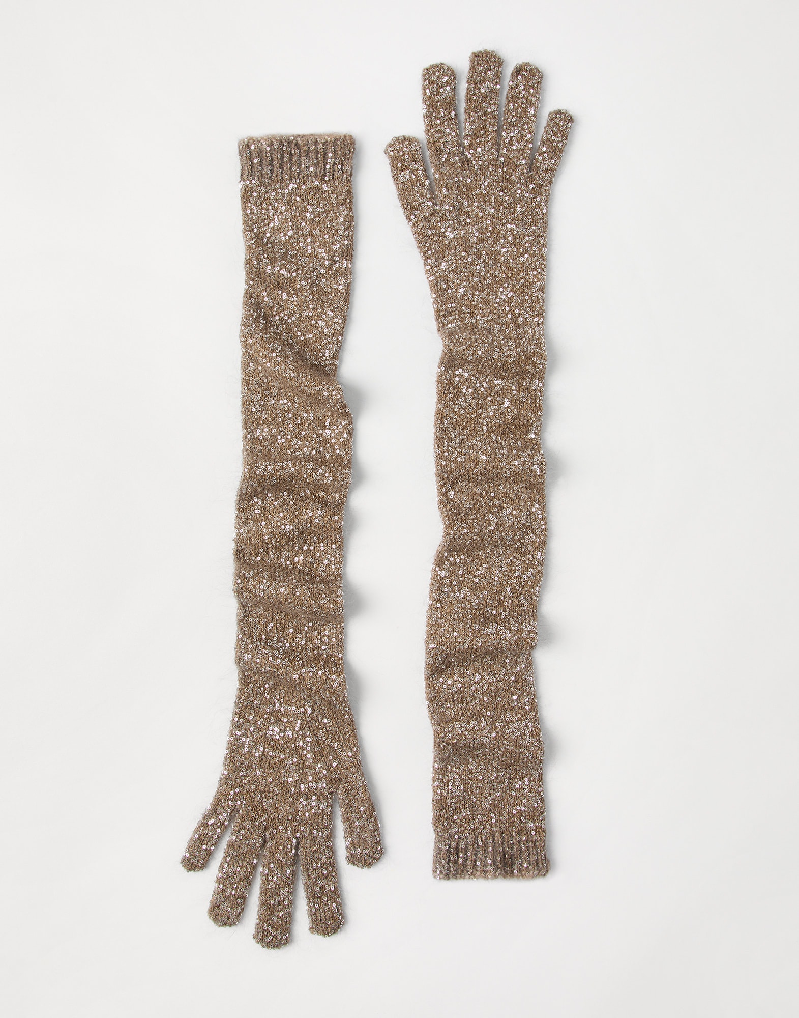 Dazzling knit gloves Beige Woman - Brunello Cucinelli