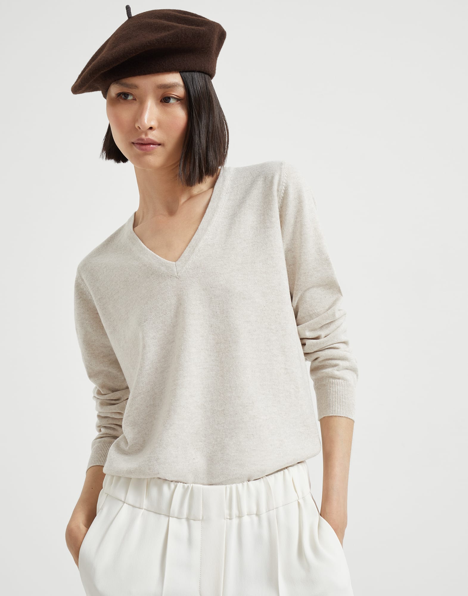 Maglia in cashmere Oyster Donna - Brunello Cucinelli