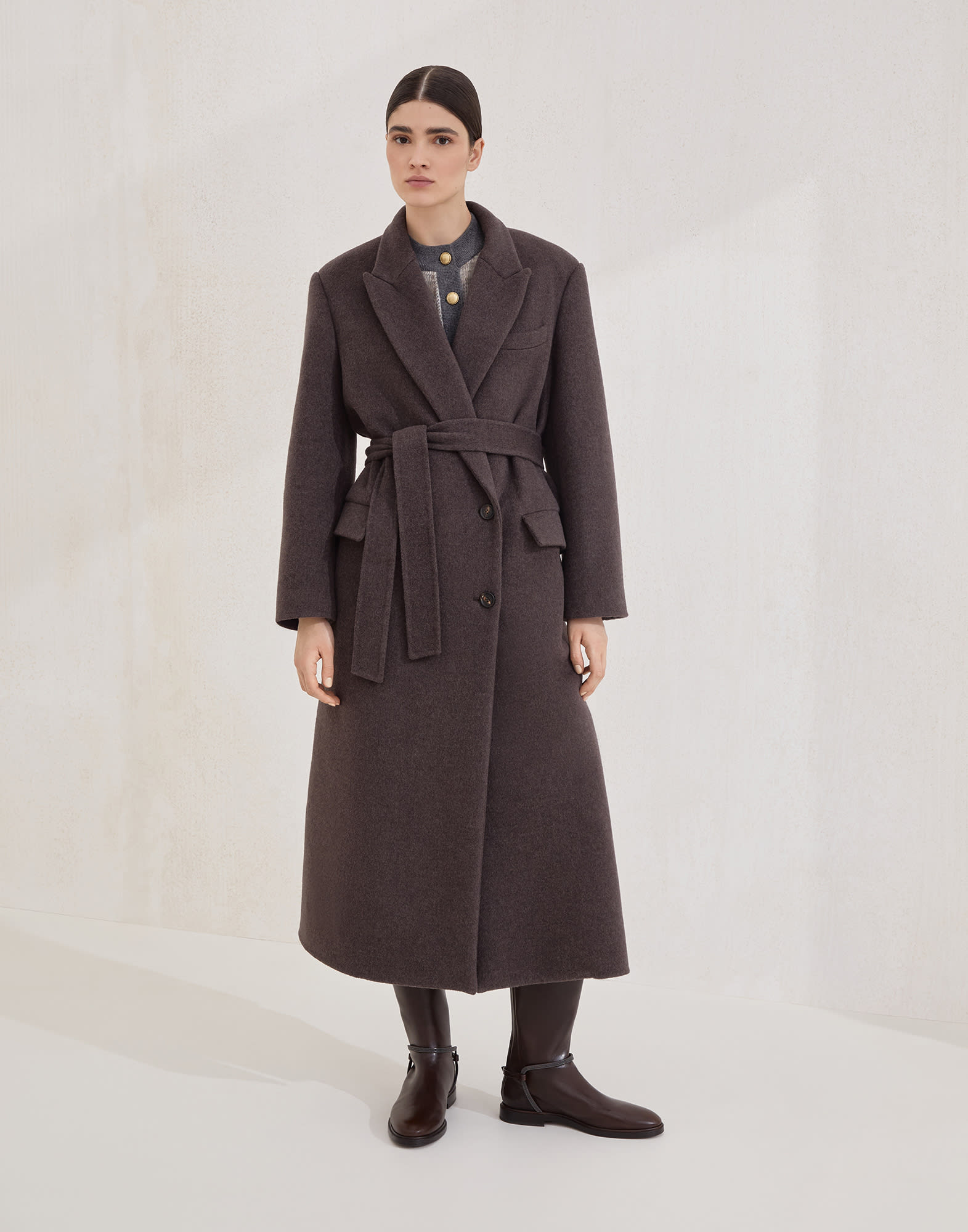 ハンドメイド コート ダークブラウン レディース - Brunello Cucinelli