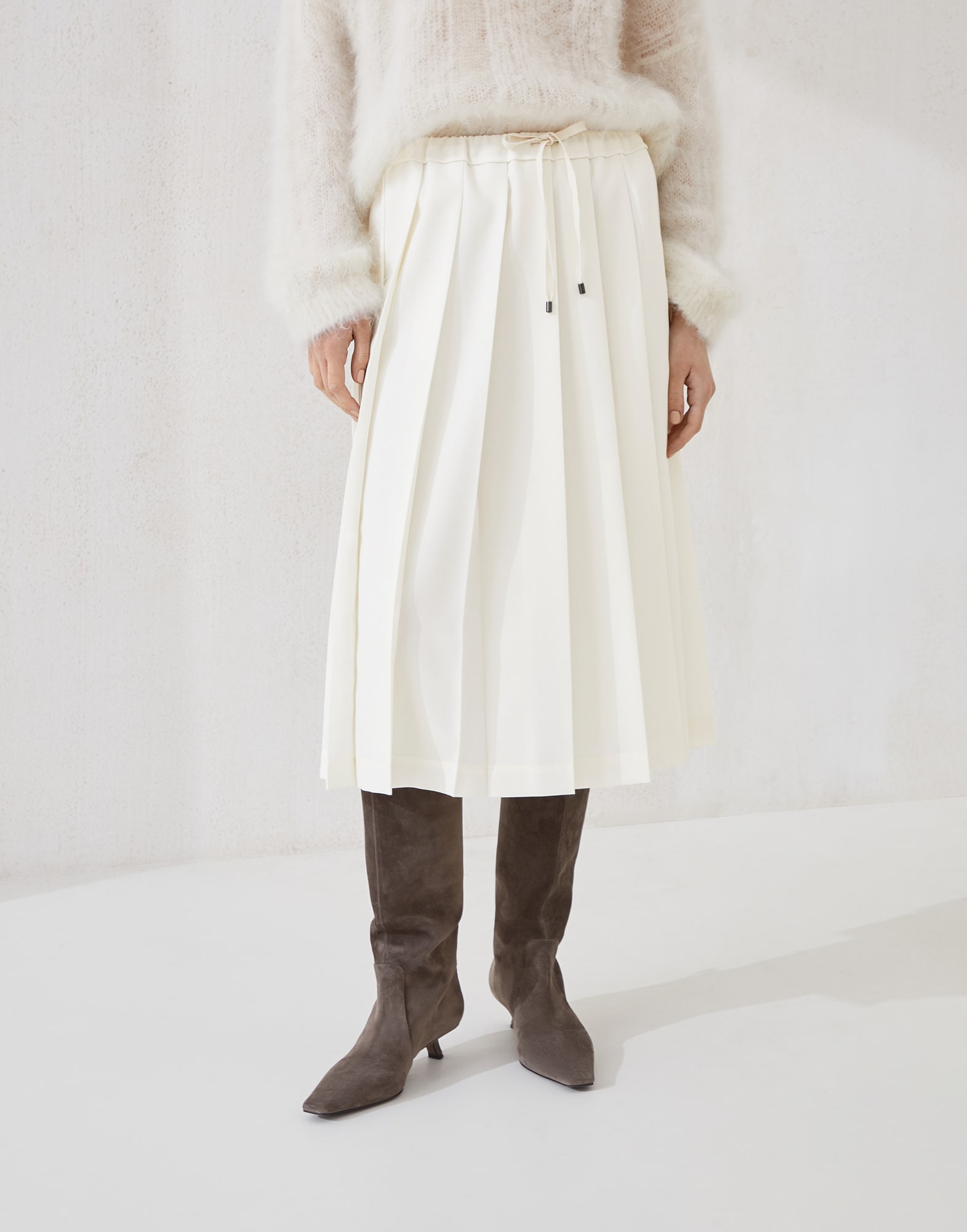 Gonna Pleated Track Panama Donna - Brunello Cucinelli