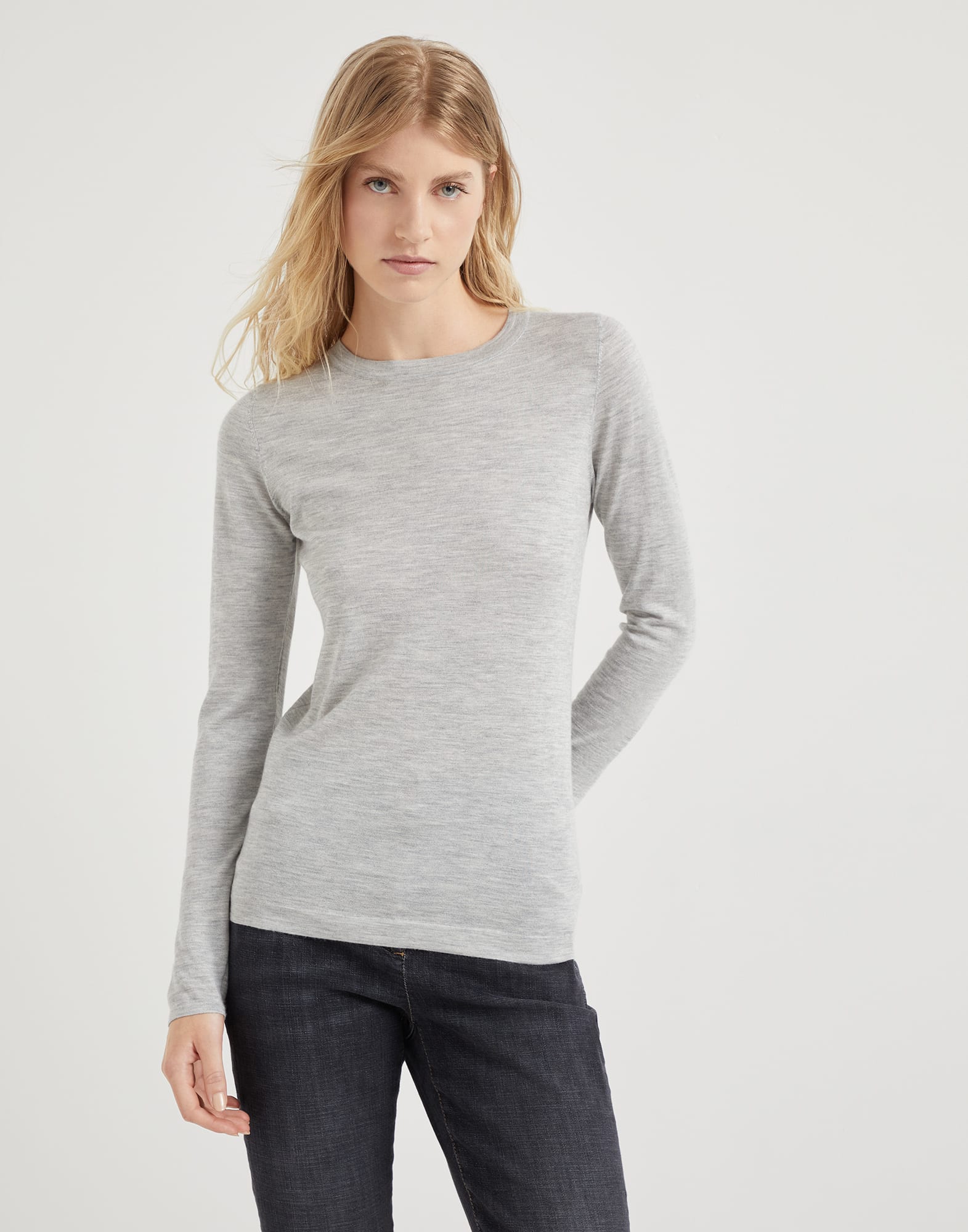 BRUNELLO CUCINELLI カシミヤ シルク ニット セーター グレー BRUNELLO CUCINELLI カシミヤ シルク ニット セーター グレー