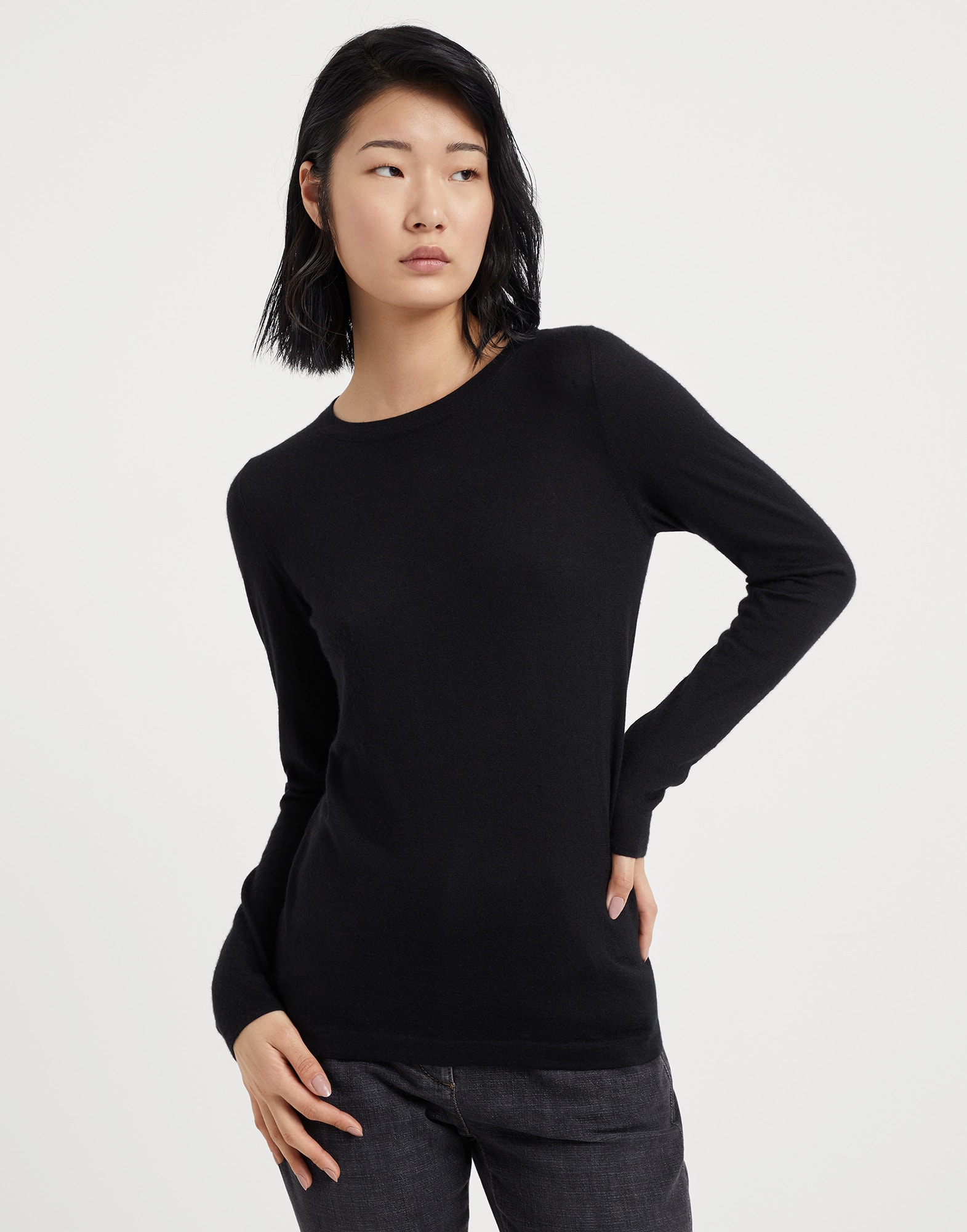 Maglia in cashmere e seta Nero Donna - Brunello Cucinelli