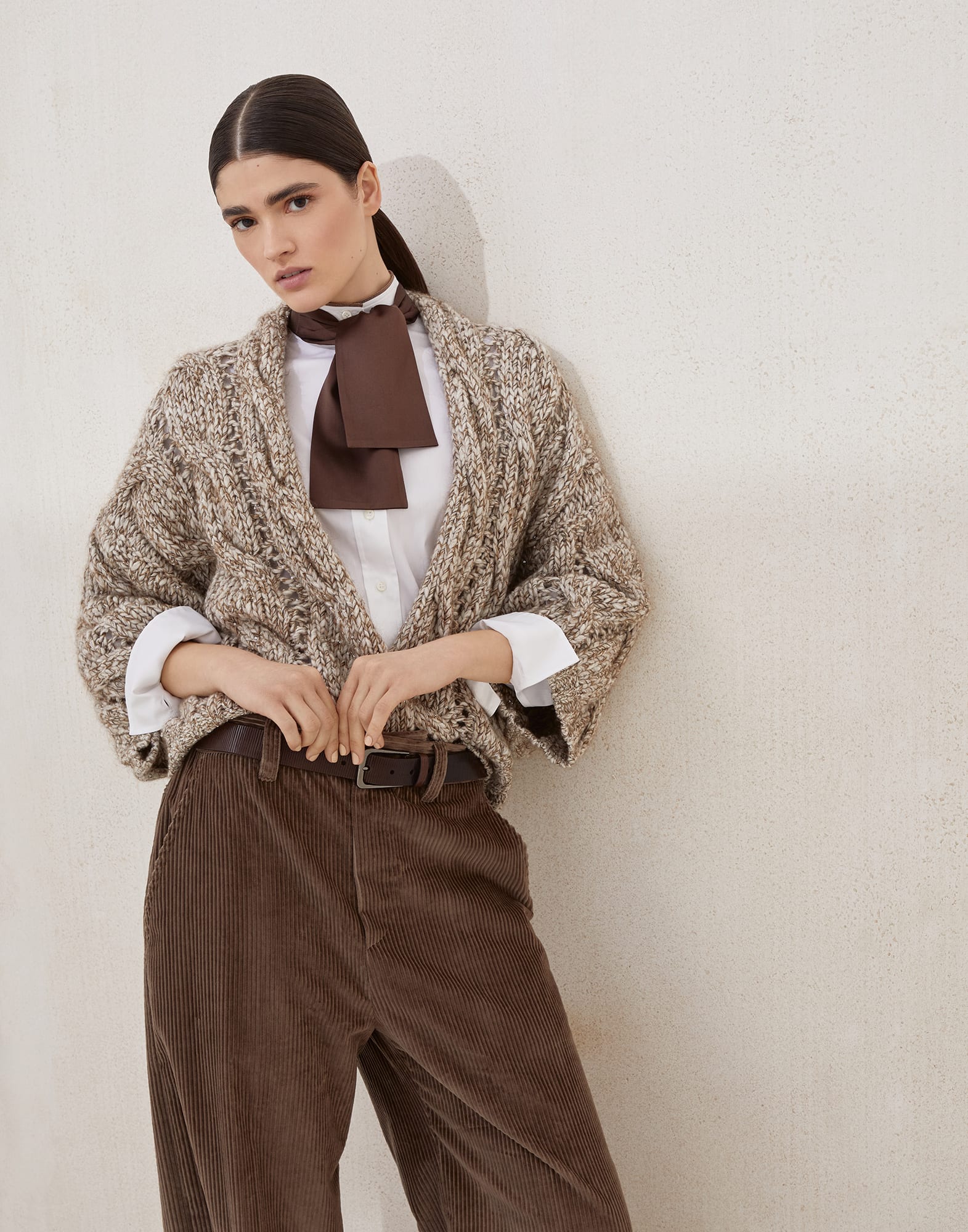 Dazzling chiné cardigan Beige Woman - Brunello Cucinelli