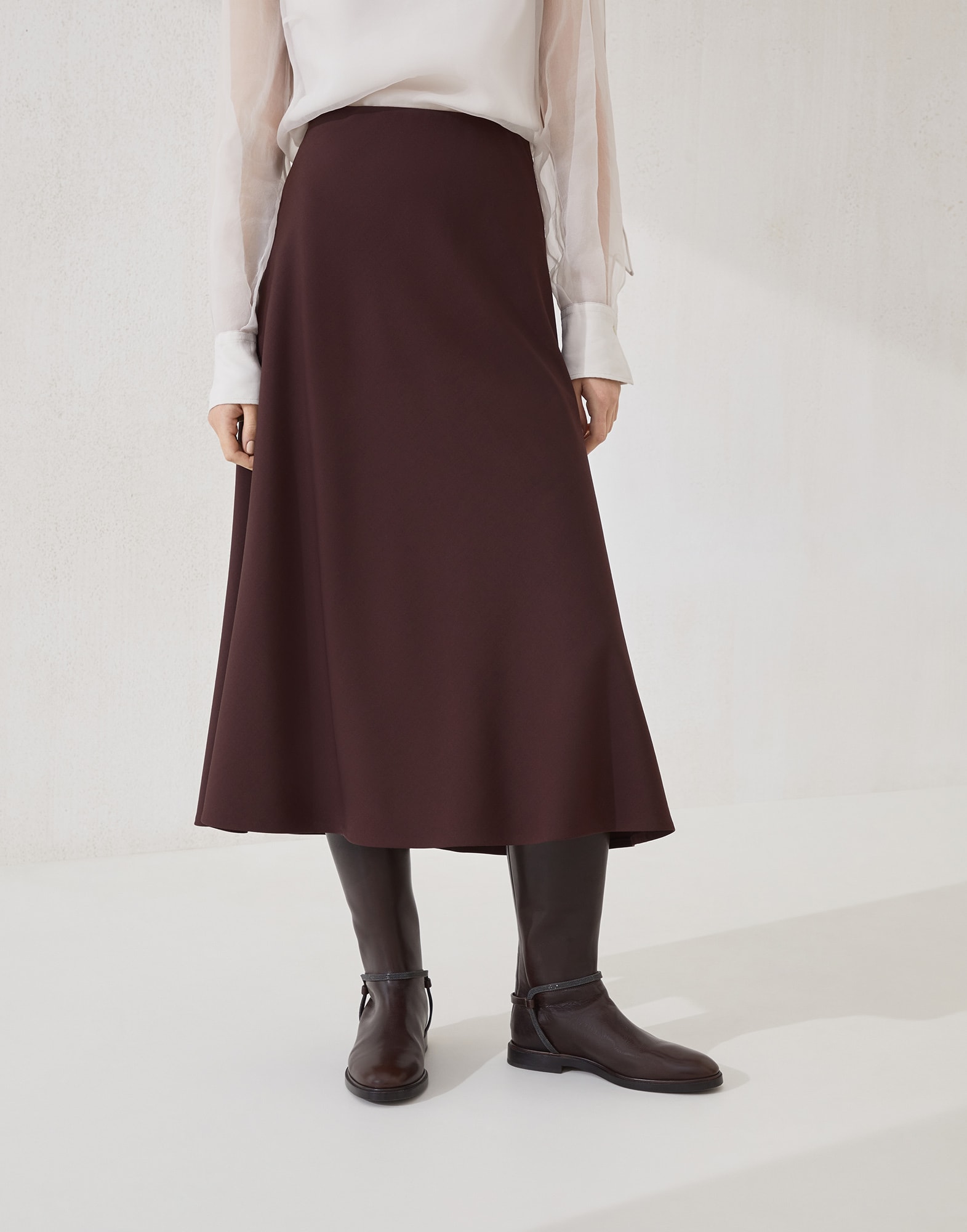 Twill Flute skirt Burgundy Woman - Brunello Cucinelli