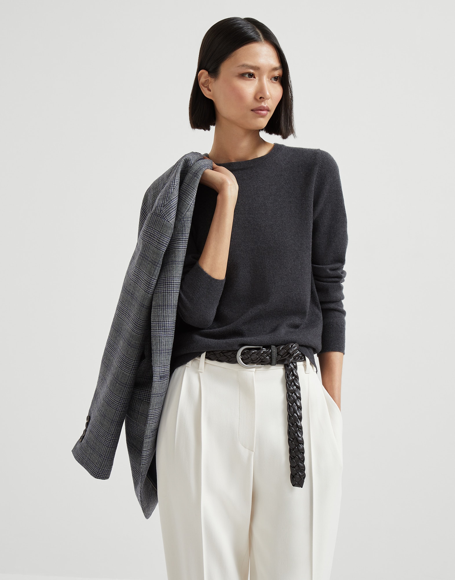 Cashmere sweater Lignite Grey Woman - Brunello Cucinelli