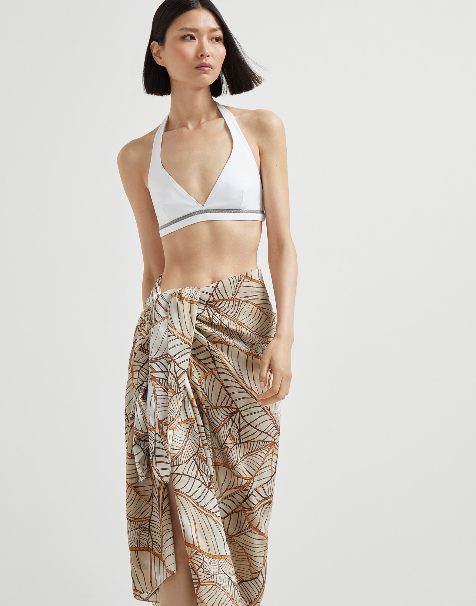 Papyrus print pareo Brown Woman - Brunello Cucinelli