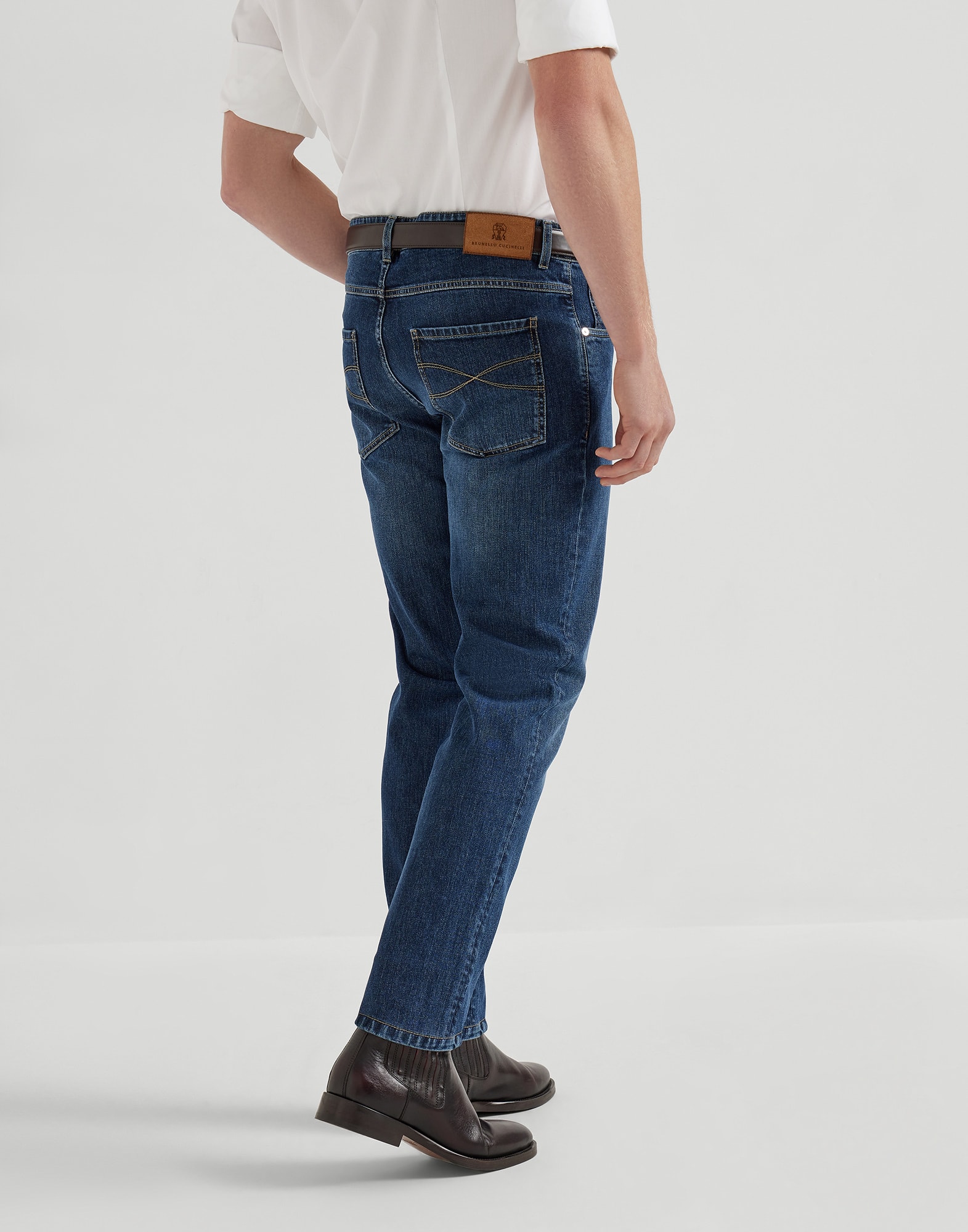 Denim Five-Pocket Trousers - Back view - View Full Screen