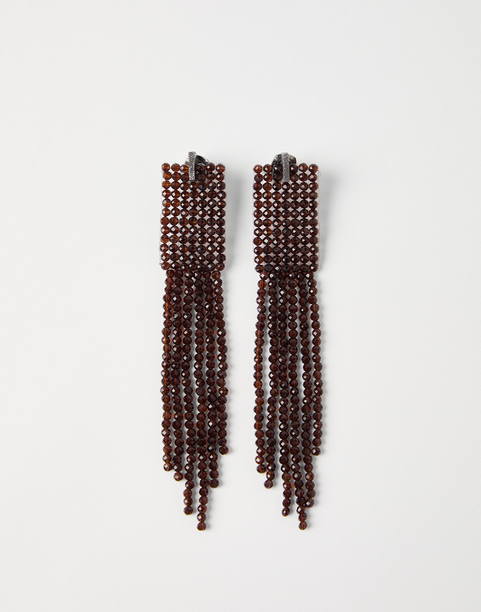 Orecchini Frayed in Vetro Cioccolato Donna - Brunello Cucinelli