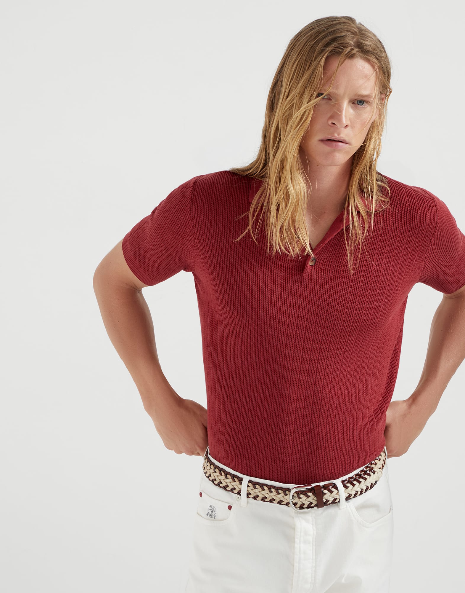 Wide rib polo Cherry Man - Brunello Cucinelli