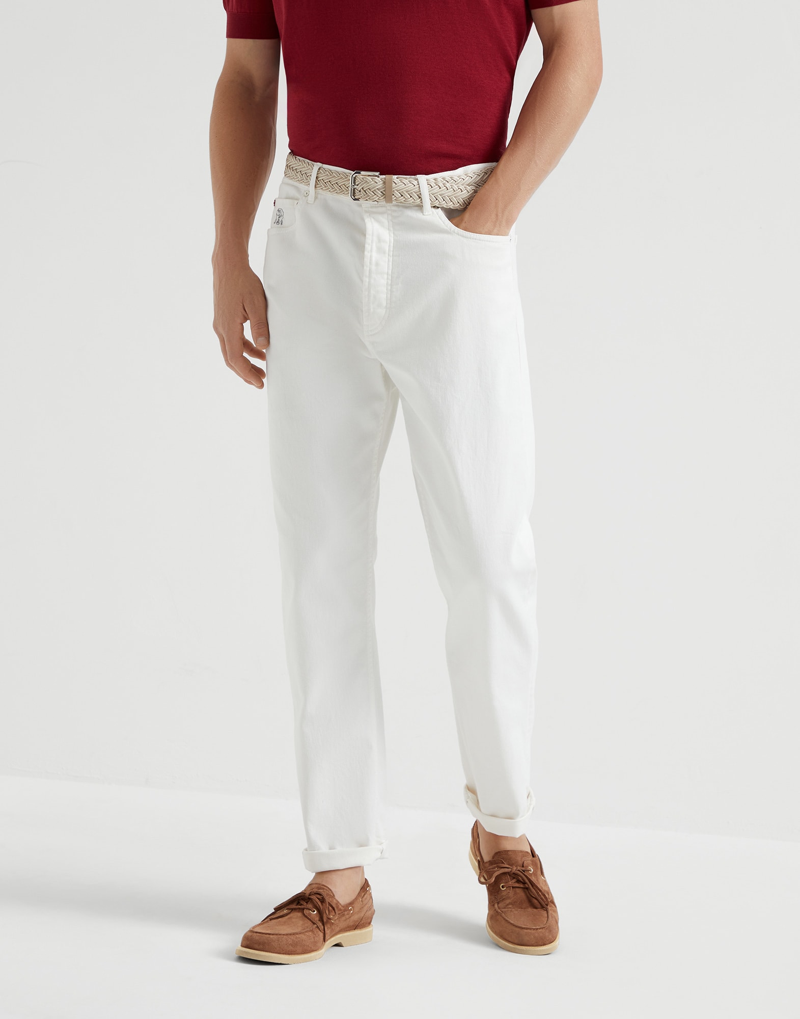 Denim Five-Pocket Trousers - Front view - View Full Screen