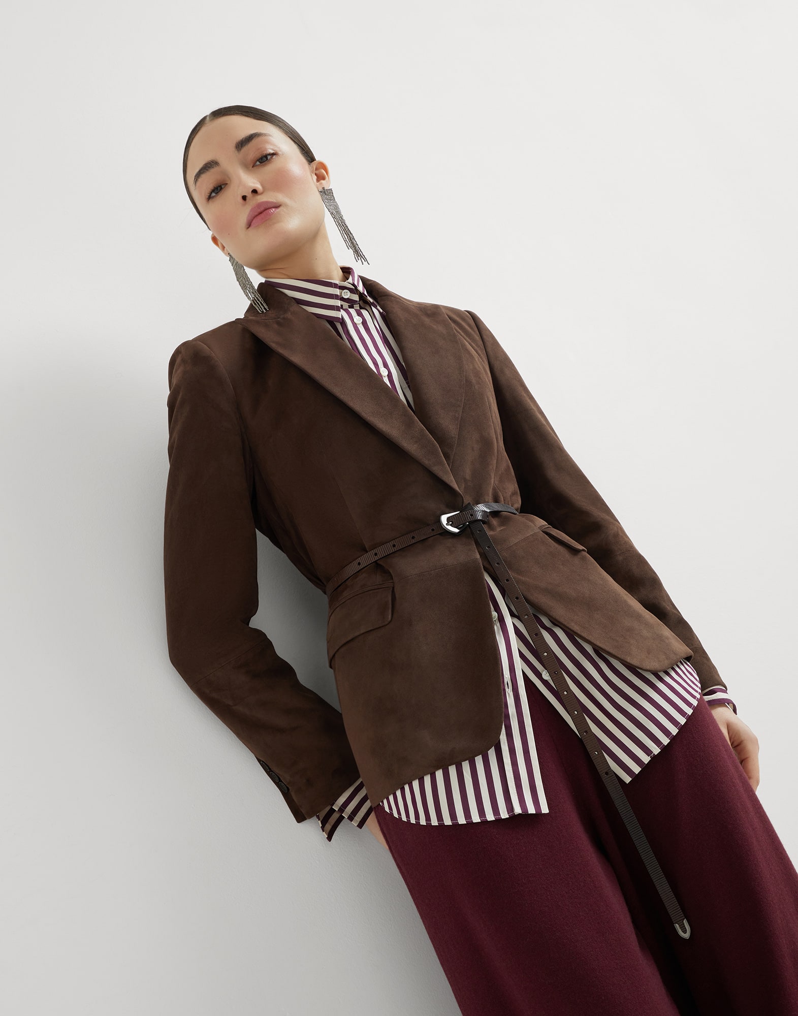Suede blazer for Woman in Rust Brown | Brunello Cucinelli Suede blazer for Woman in Rust Brown | Brunello Cucinelli