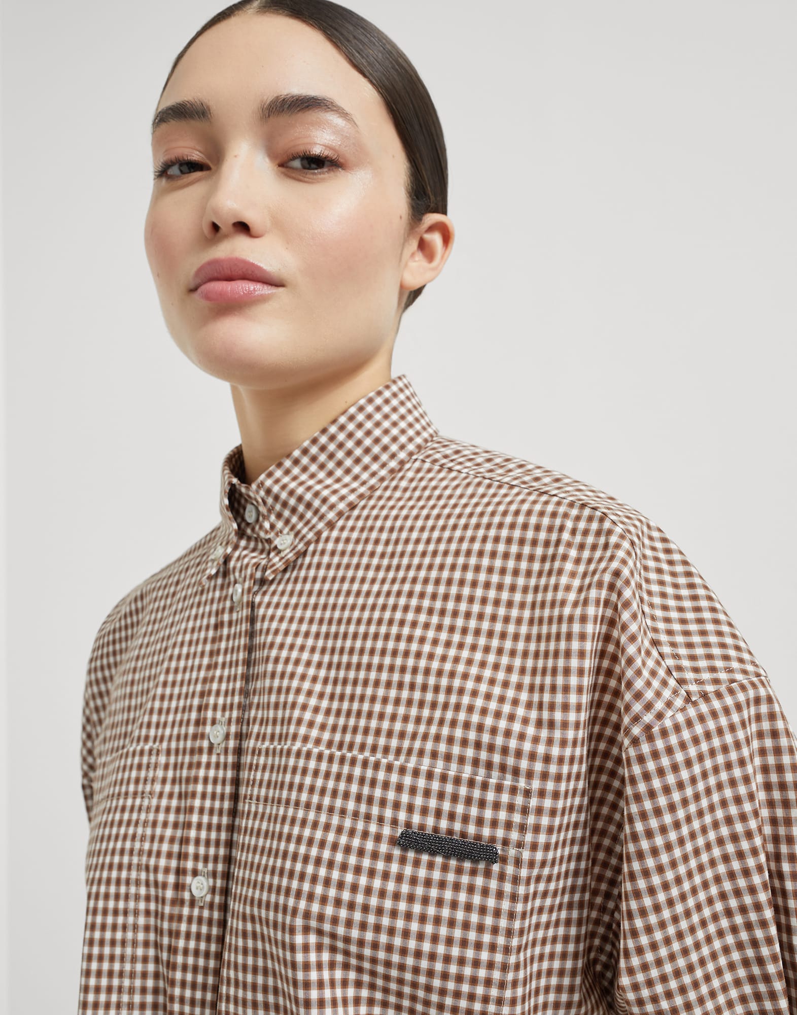 Camicia in popeline check Fantasia Donna - Brunello Cucinelli