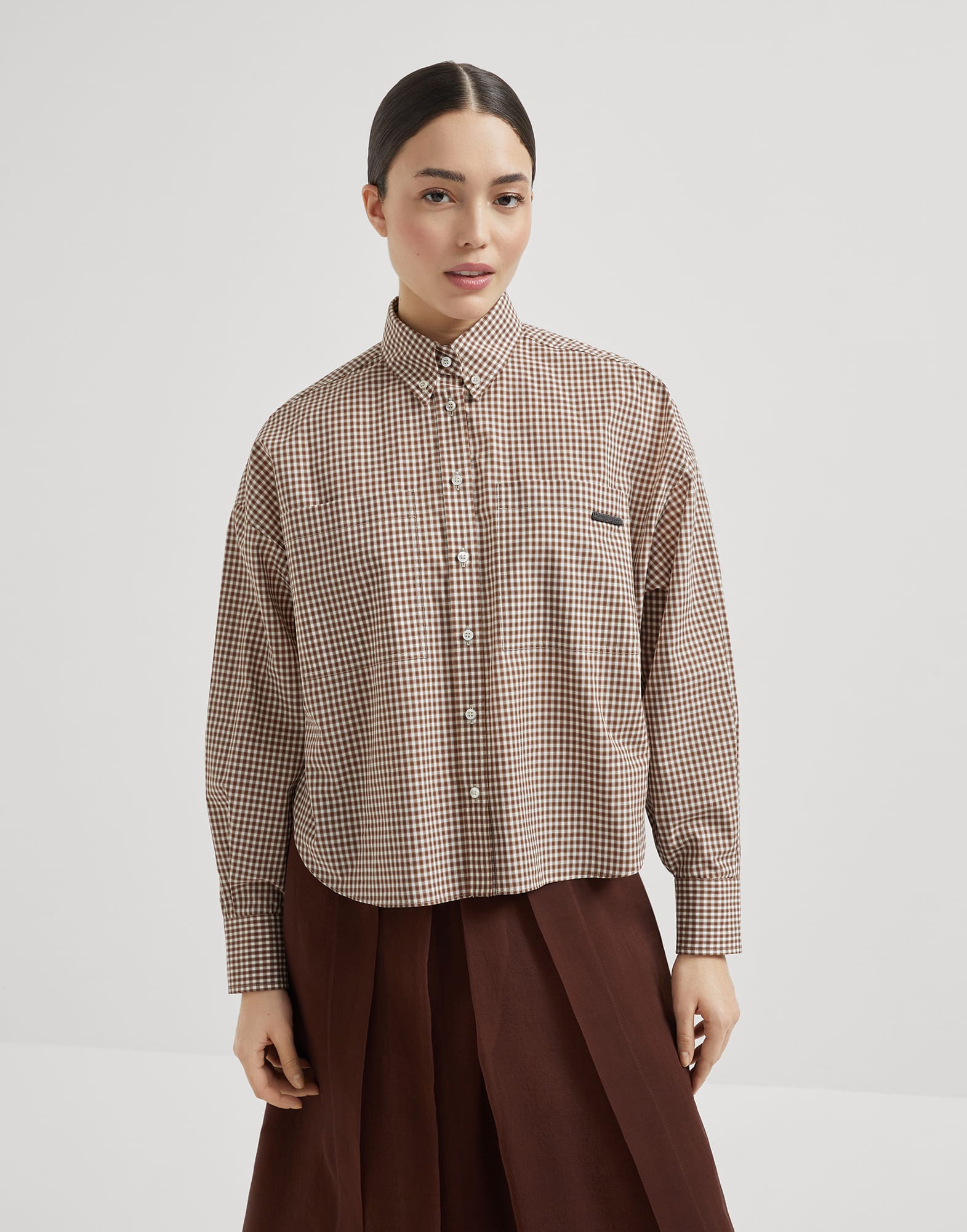 Camicia in popeline check Fantasia Donna - Brunello Cucinelli