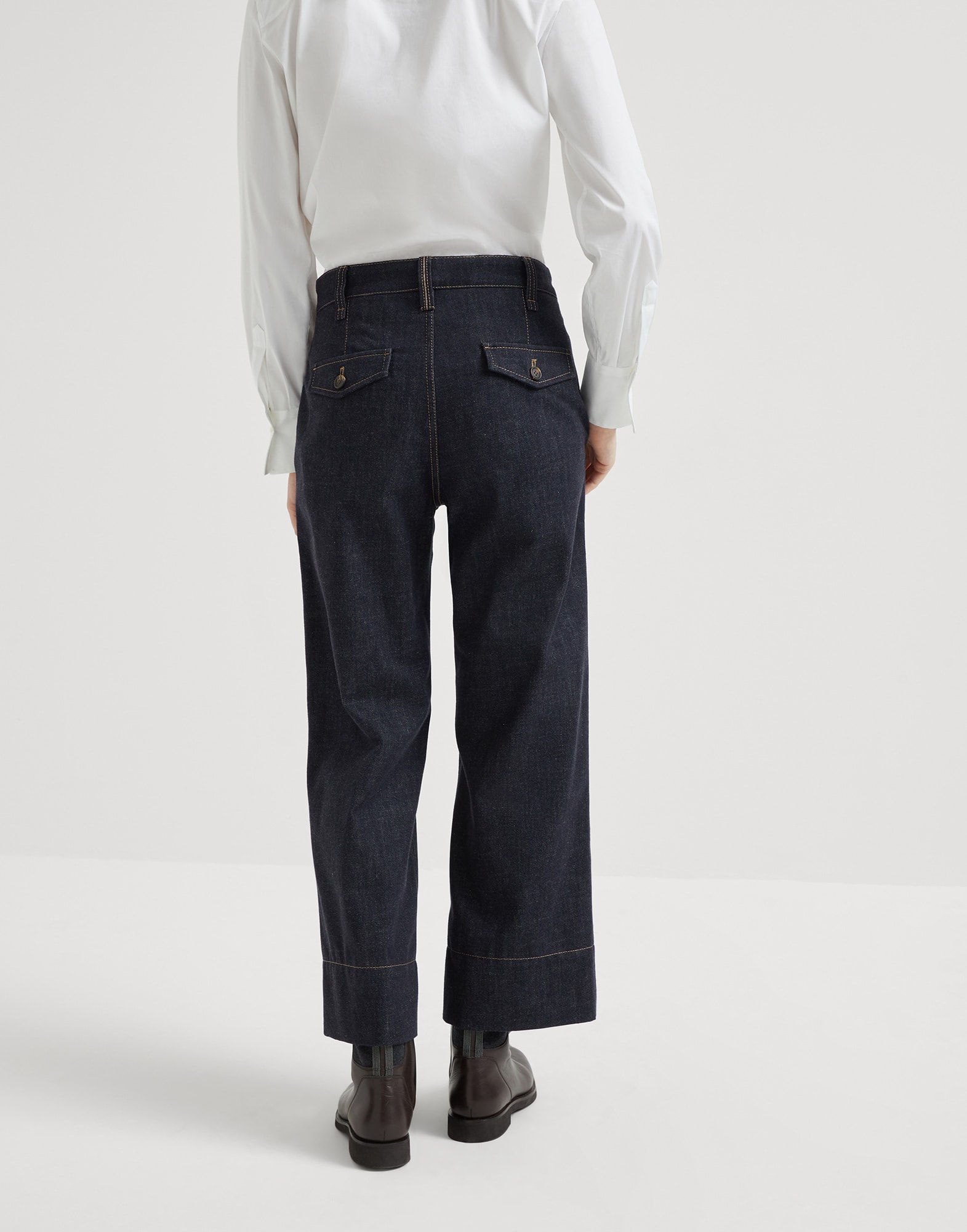 Sartorial square trousers Dark Denim Woman - Brunello Cucinelli