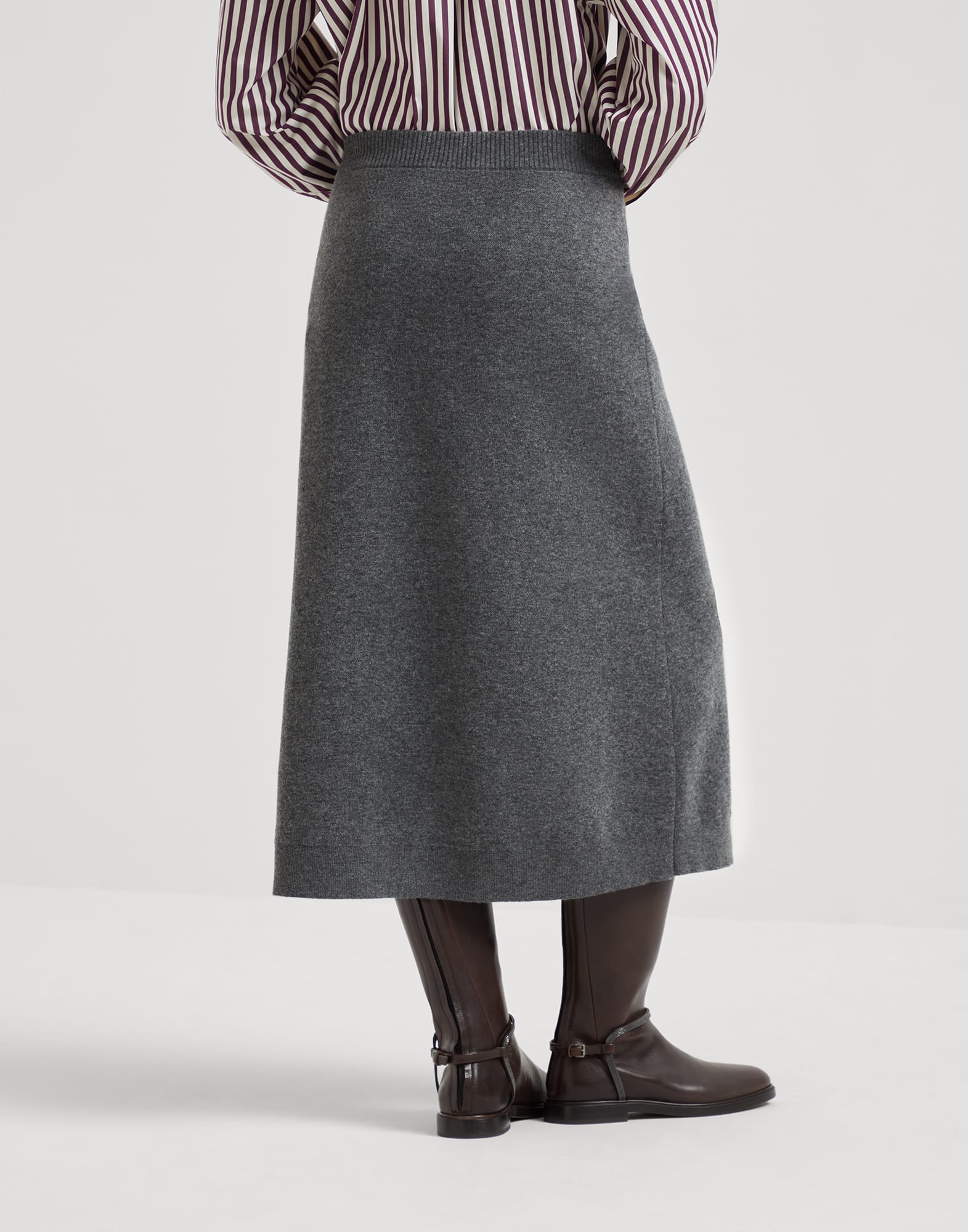 Gonna Midi in maglia double Piombo Donna - Brunello Cucinelli