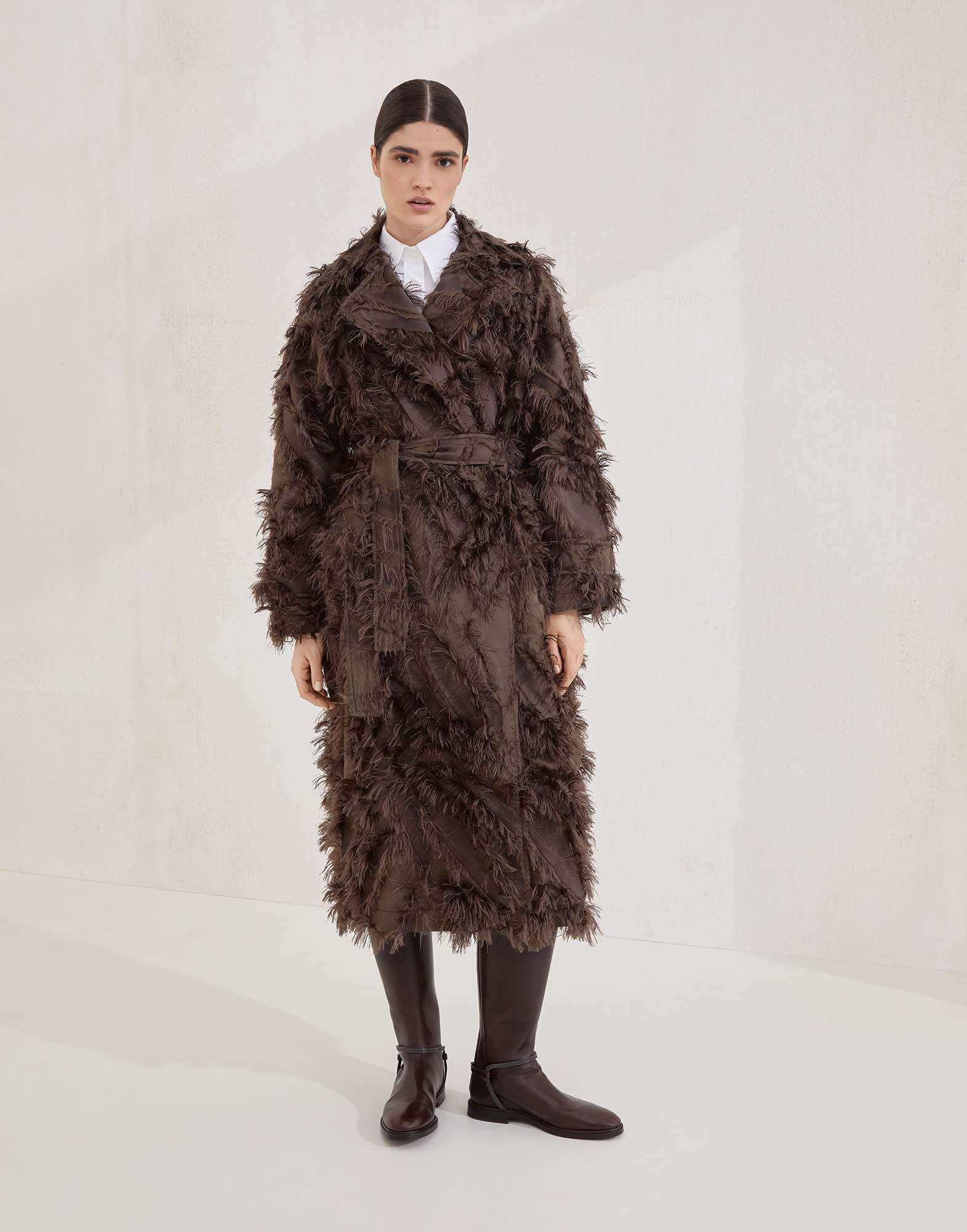 Cappotto in fil coupé Dracaena Marrone Donna - Brunello Cucinelli