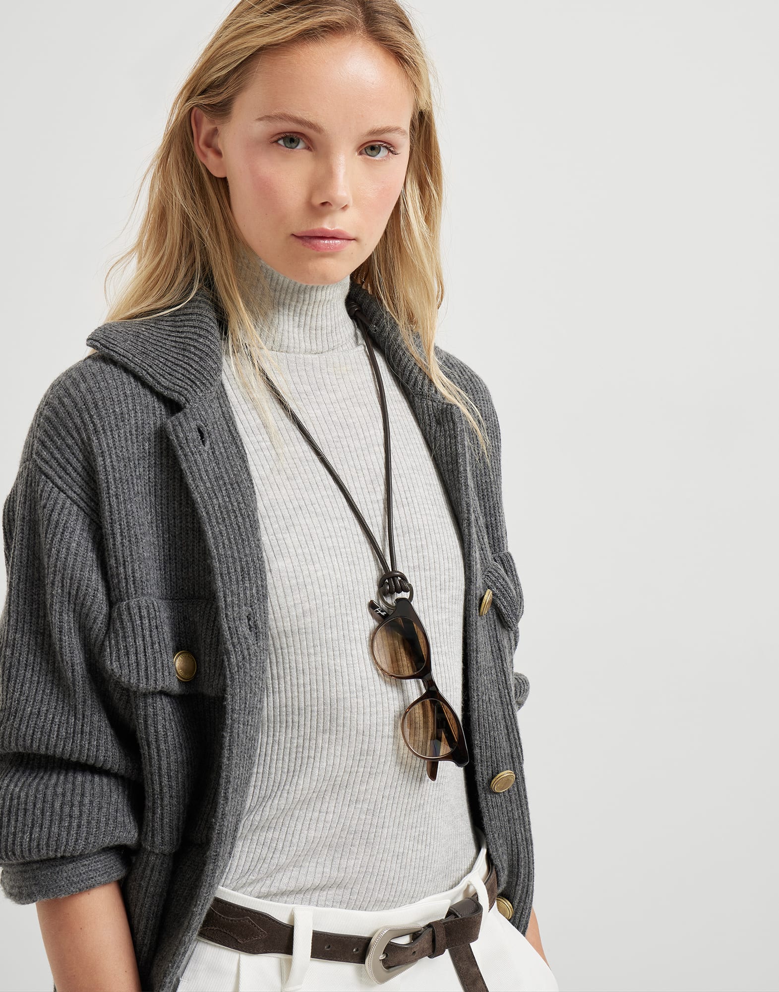 Blusa con lavallière e monile Testa di Moro Donna - Brunello Cucinelli