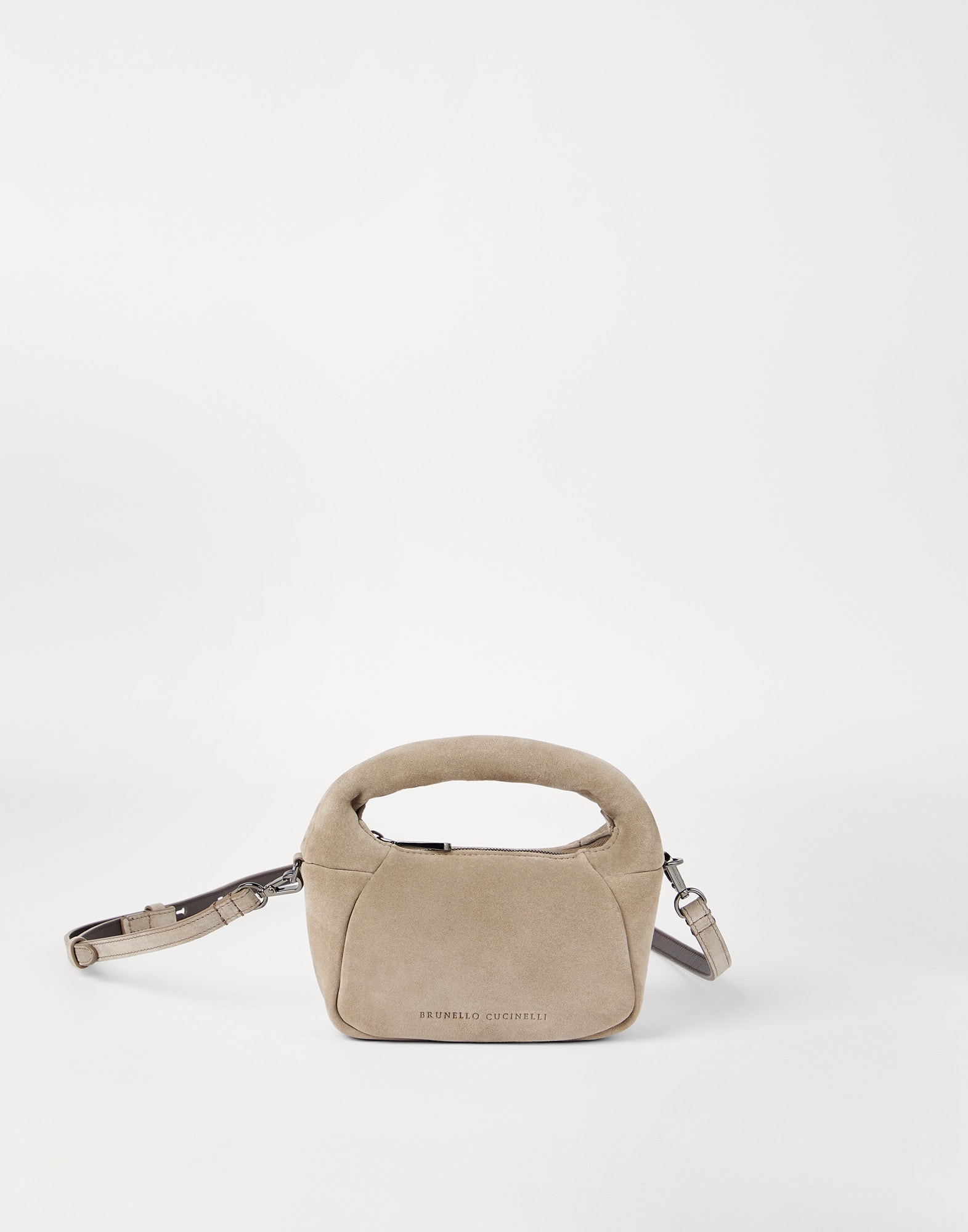 Mini suede BC Duo Hobo bag for Woman in Light Grey