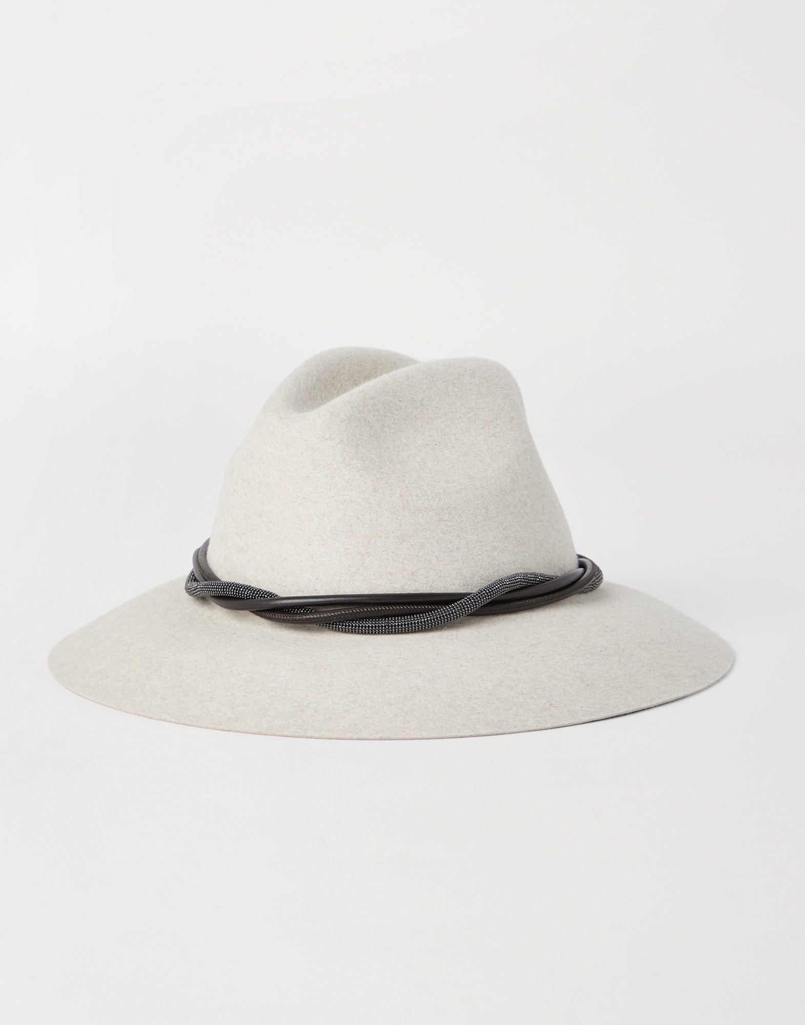 Felt fedora with monili