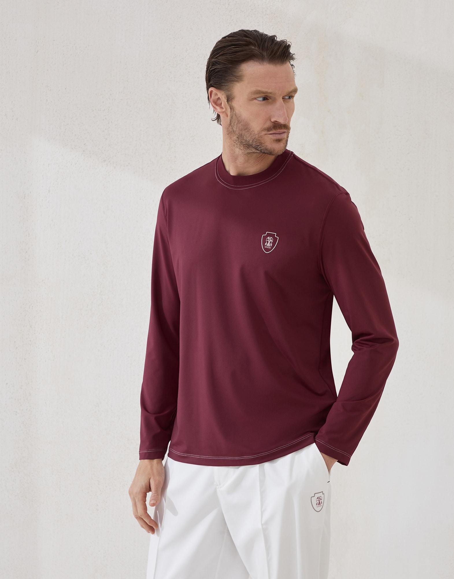 Long sleeve T-shirt Amaranth Man - Brunello Cucinelli