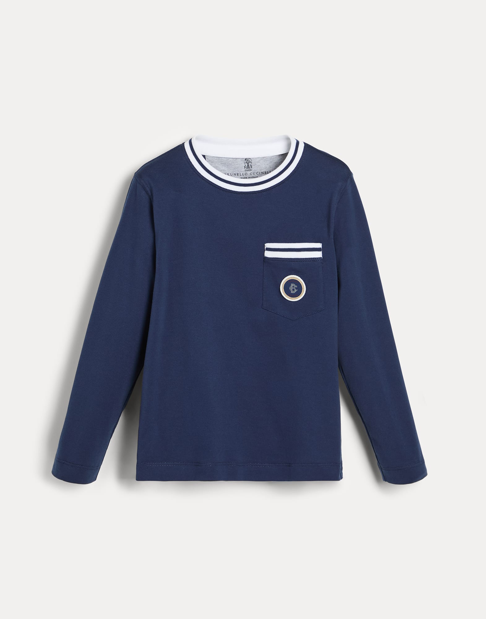 【関税・送料込】BRUNELLO CUCINELLI ポケット付き Tシャツ ボーイズ 向け ブルー ポケット付き Tシャツ | Brunello Cucinelli