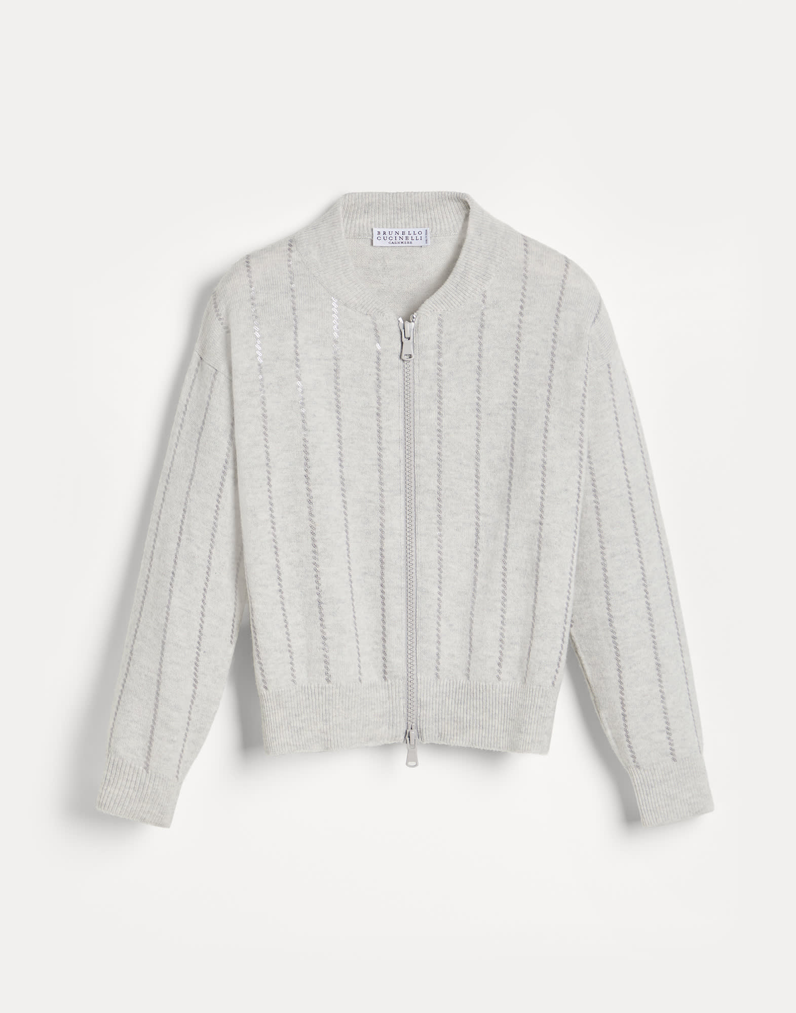 Dazzling Embroidery cardigan Light Grey Girls - Brunello Cucinelli