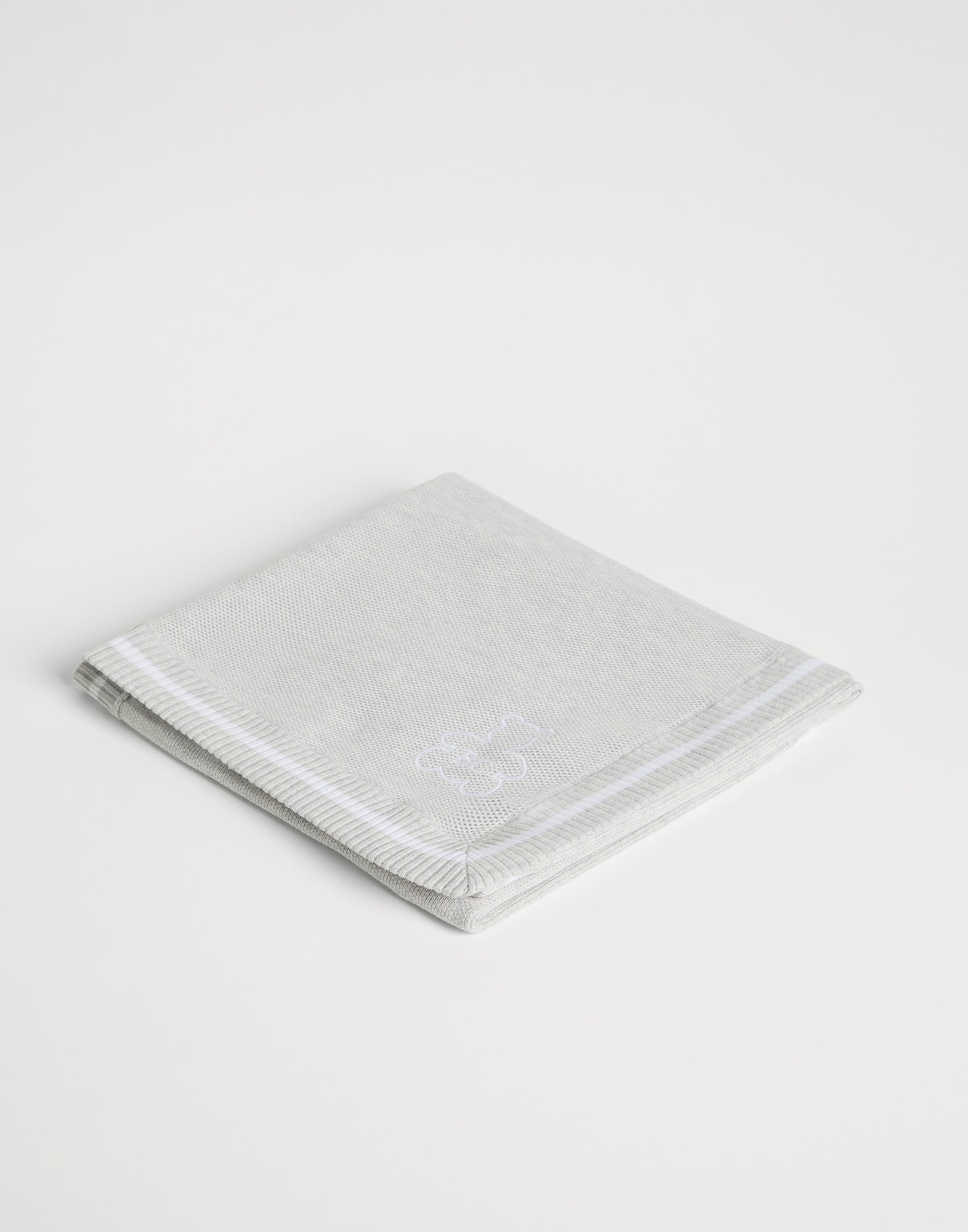 Baby Bernie blanket with embroidery Light Grey Baby - Brunello Cucinelli