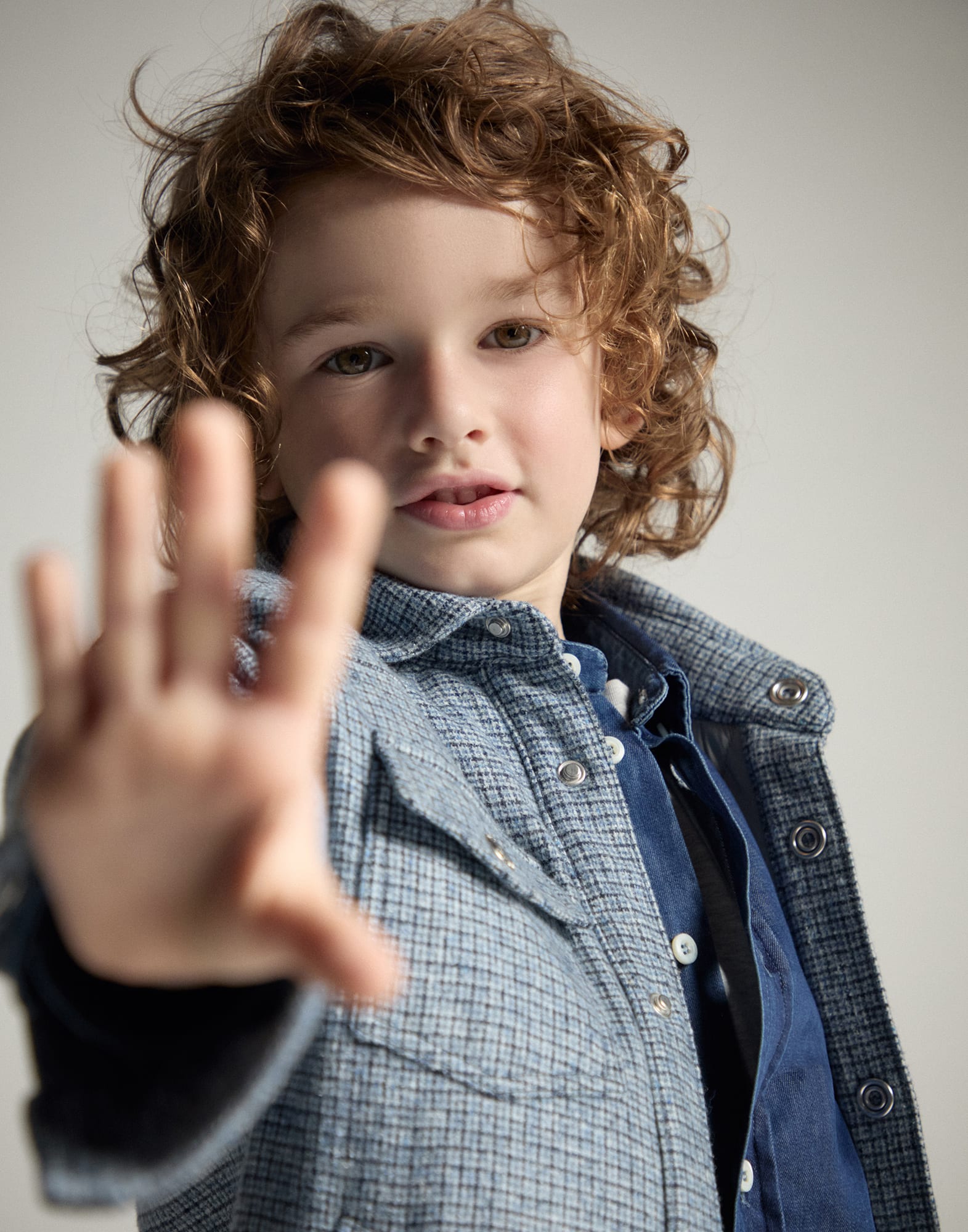 Lightweight denim shirt Dark Denim Boys - Brunello Cucinelli
