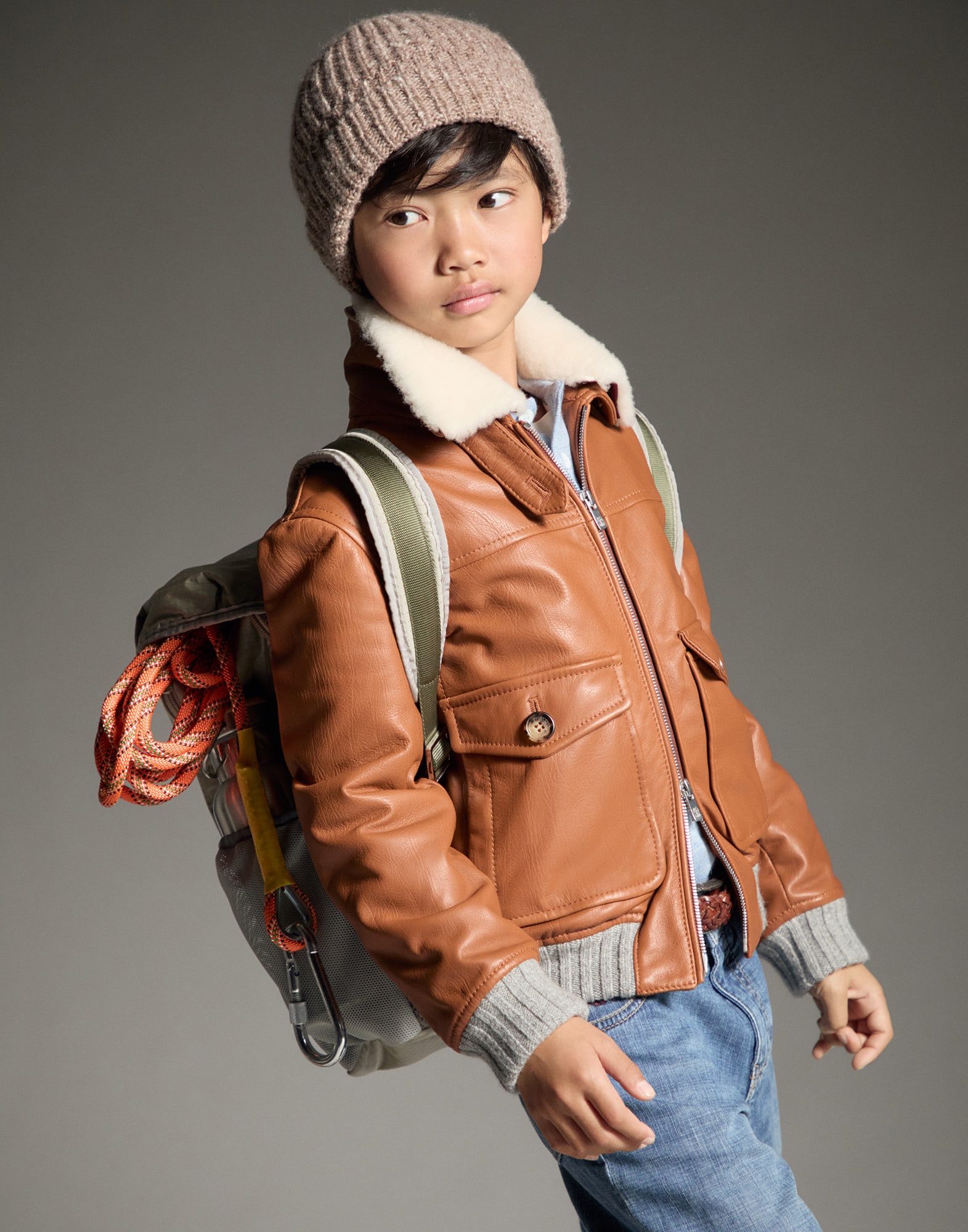 Bomber jacket with padding Brown Boys - Brunello Cucinelli