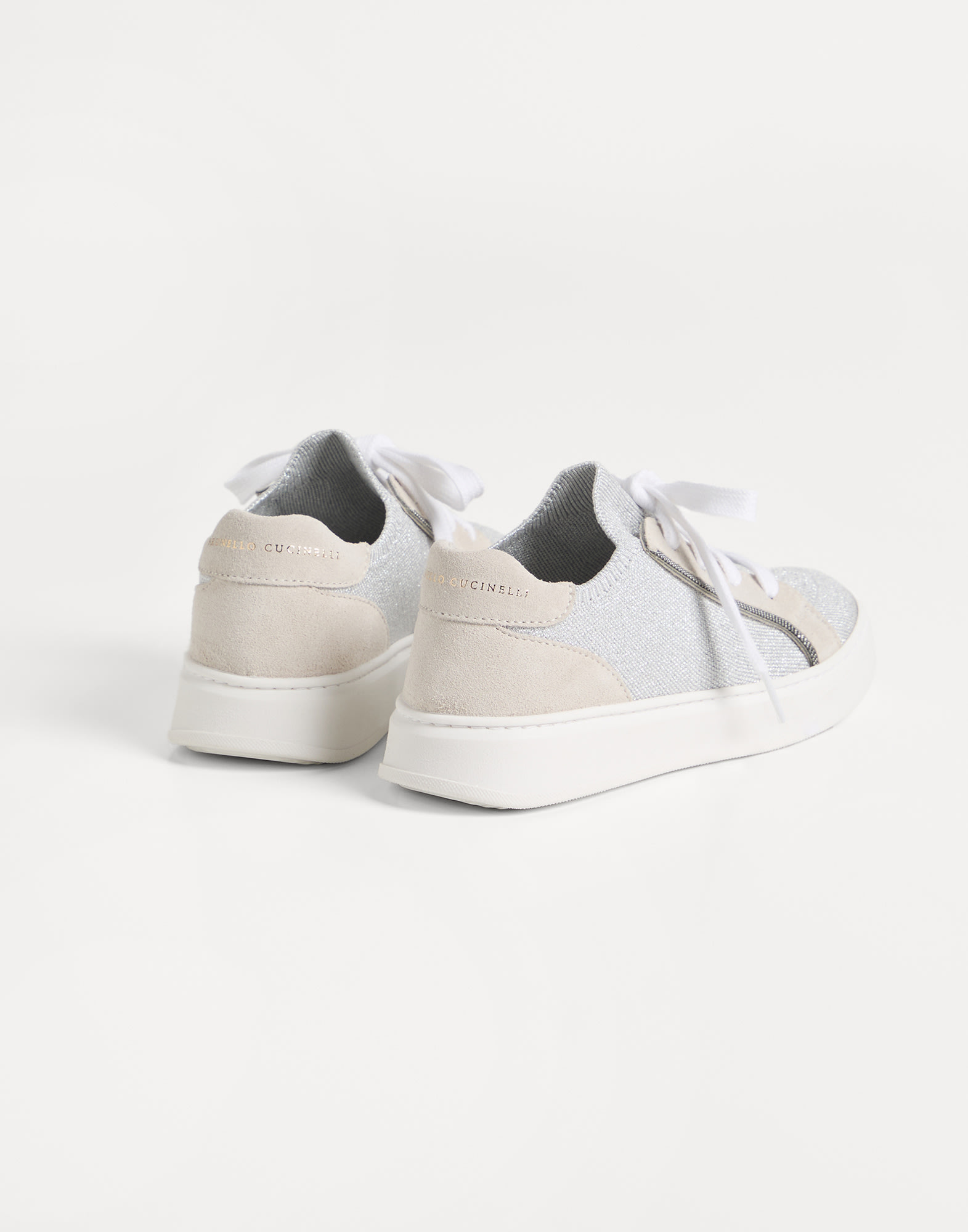 Suede and knit sneakers Light Grey Girls - Brunello Cucinelli