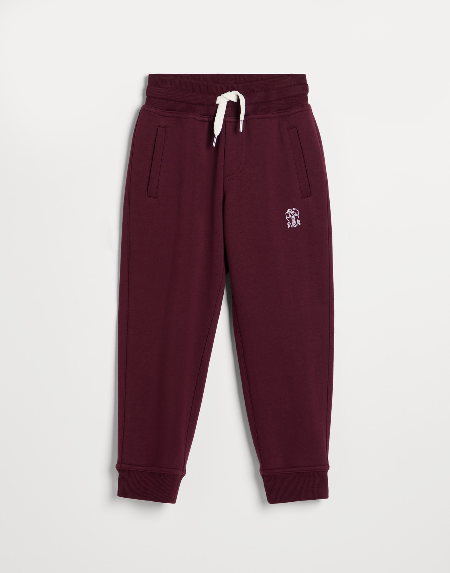 Trousers with drawstring Burgundy Boys - Brunello Cucinelli