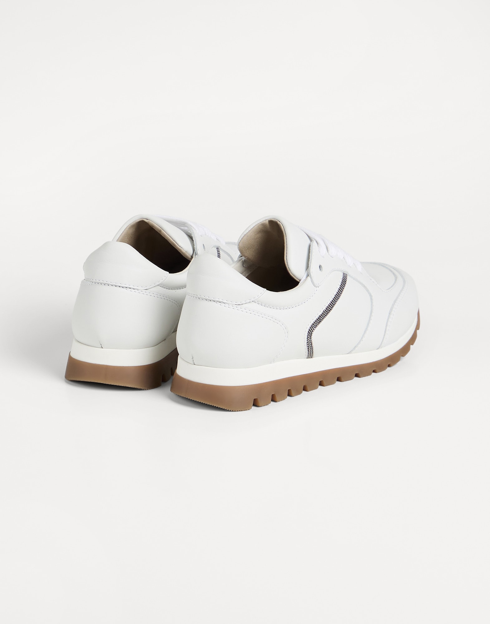 Calfskin runners for Girls in White | Brunello Cucinelli Calfskin runners for Girls in White | Brunello Cucinelli