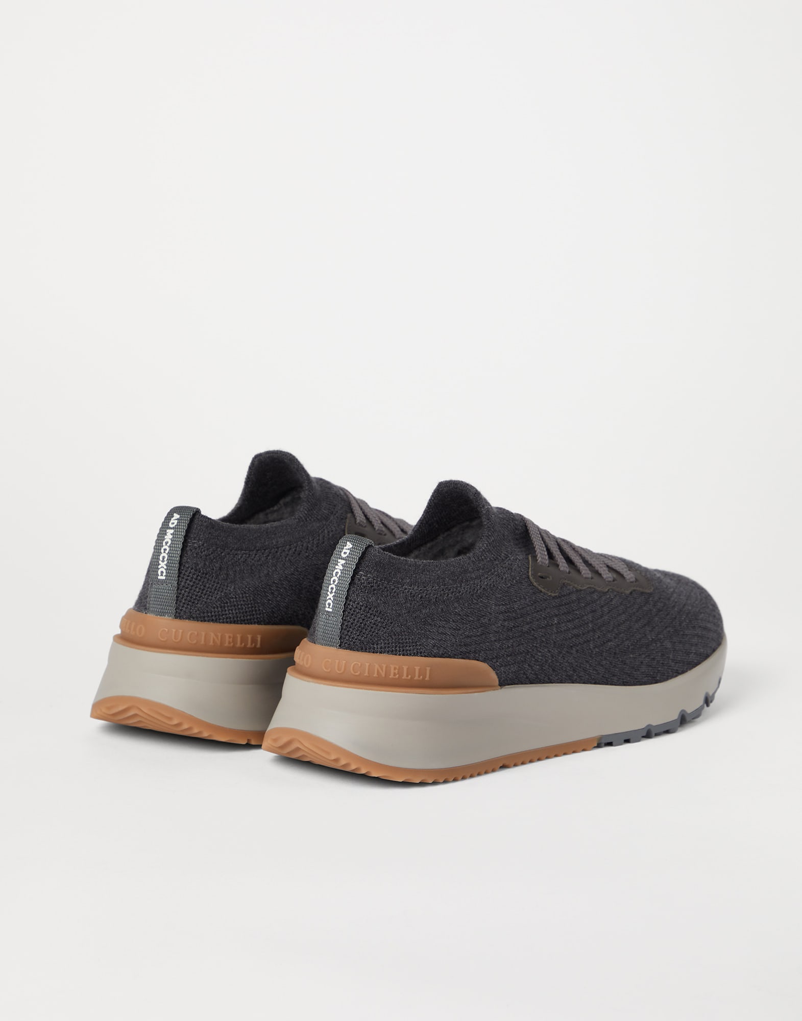 Knit runners for Man in Taupe | Brunello Cucinelli Knit runners for Man in Taupe | Brunello Cucinelli