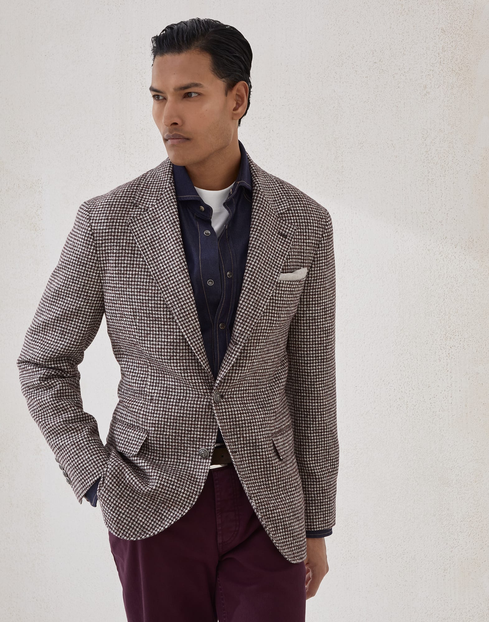 メタリックボタン付き フォーマルジャケット ブラウン メンズ - Brunello Cucinelli