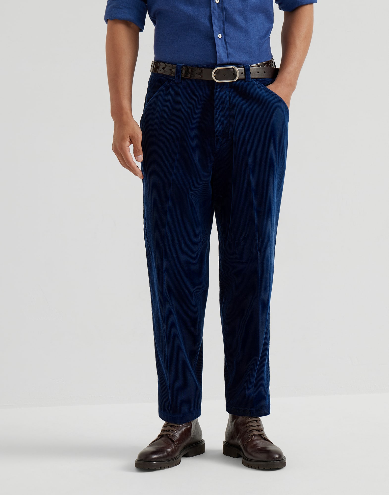 Pantalone leisure fit in velluto Blu Uomo - Brunello Cucinelli