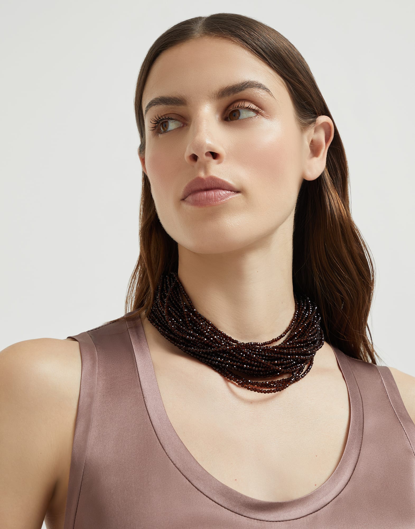 Vetro and Silver choker Brown Woman - Brunello Cucinelli