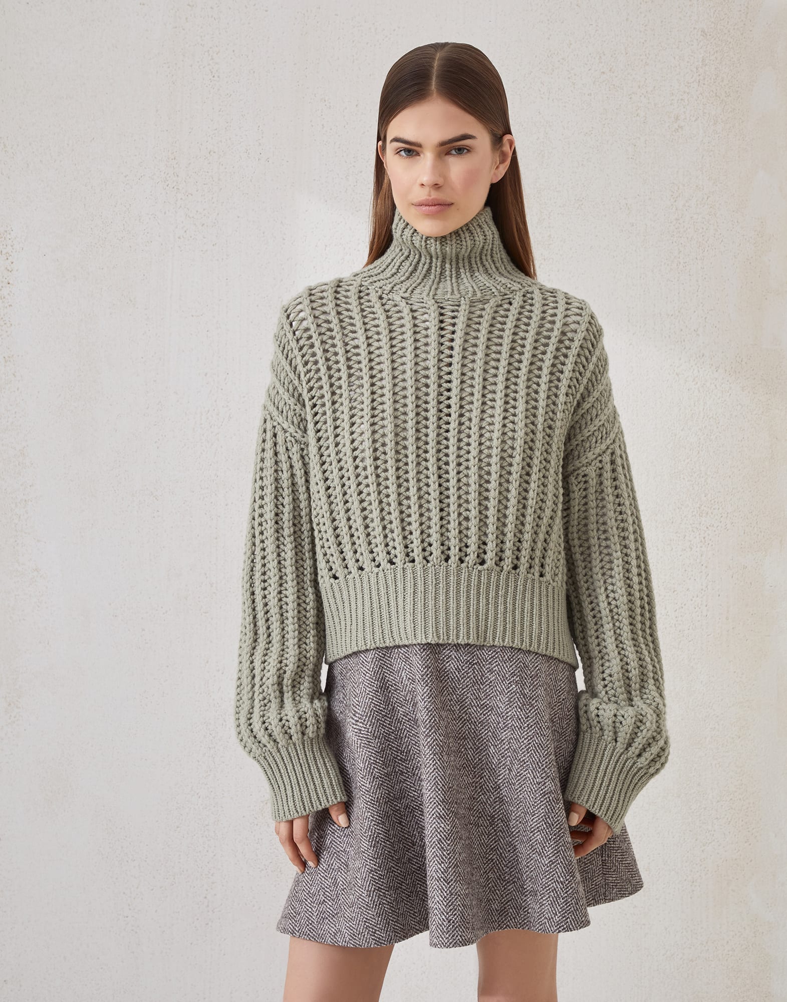 Cashmere Feather yarn sweater Green Woman - Brunello Cucinelli