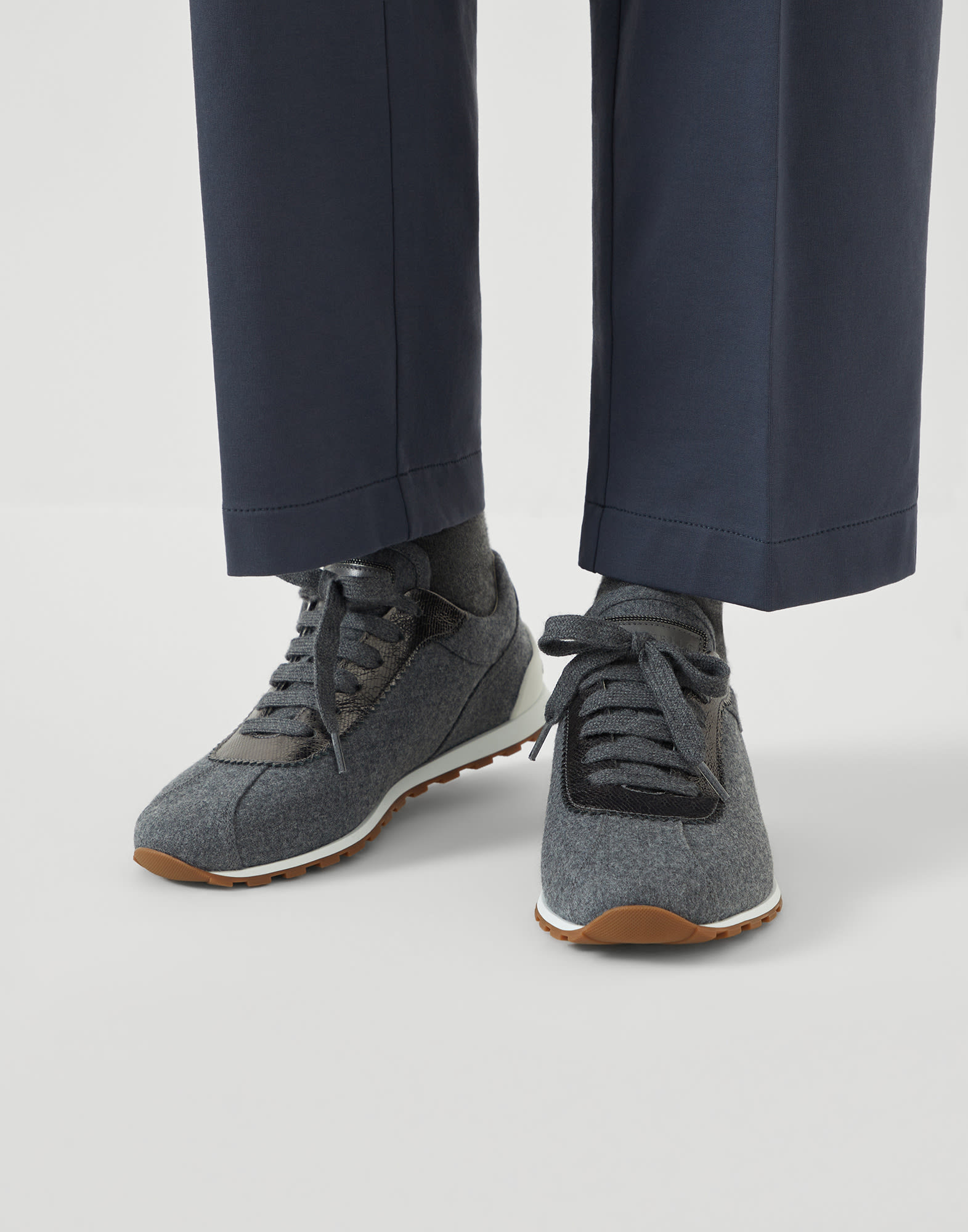 Flannel runners with monili Lead Woman - Brunello Cucinelli