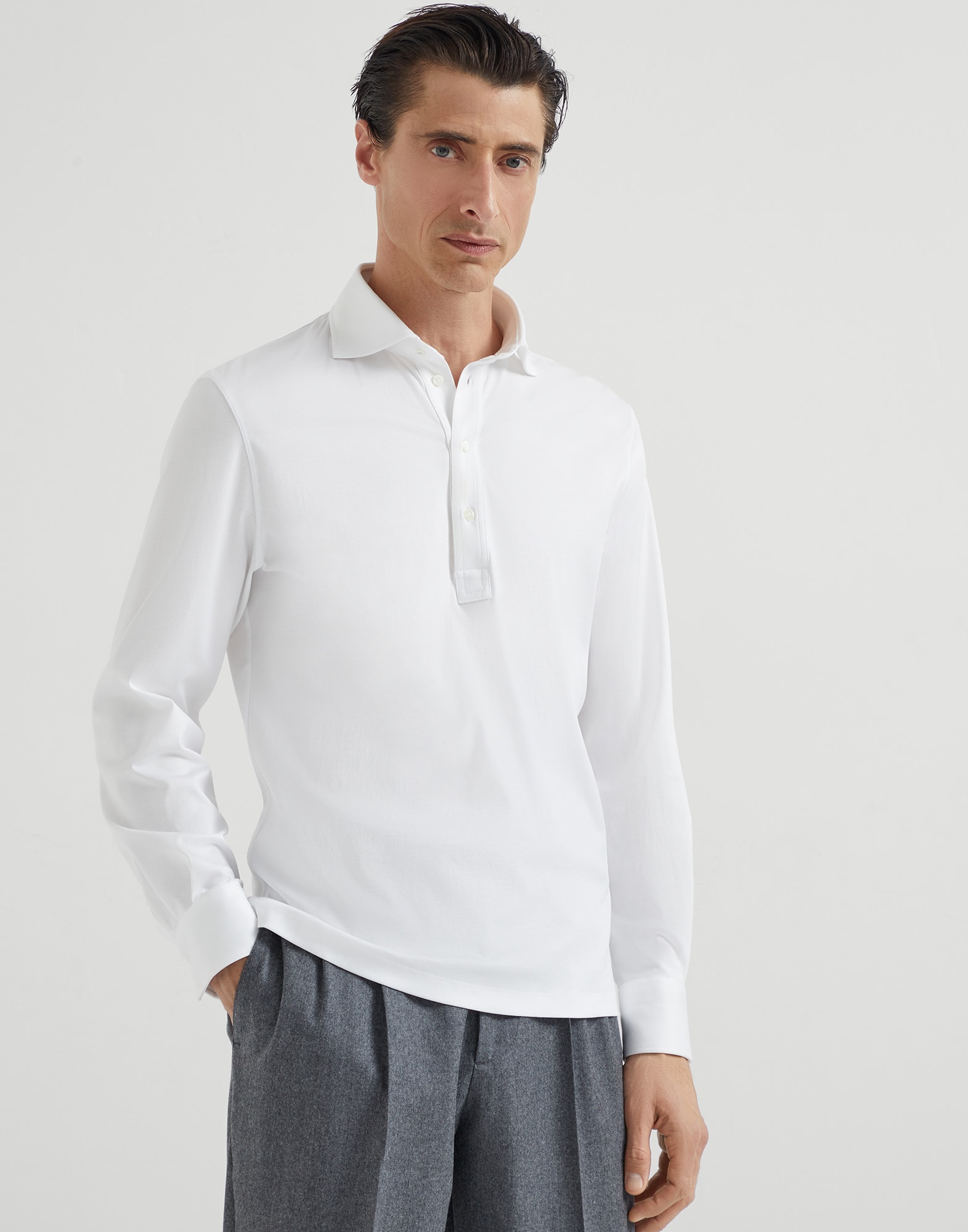 ジャージー ポロシャツ ホワイト メンズ - Brunello Cucinelli