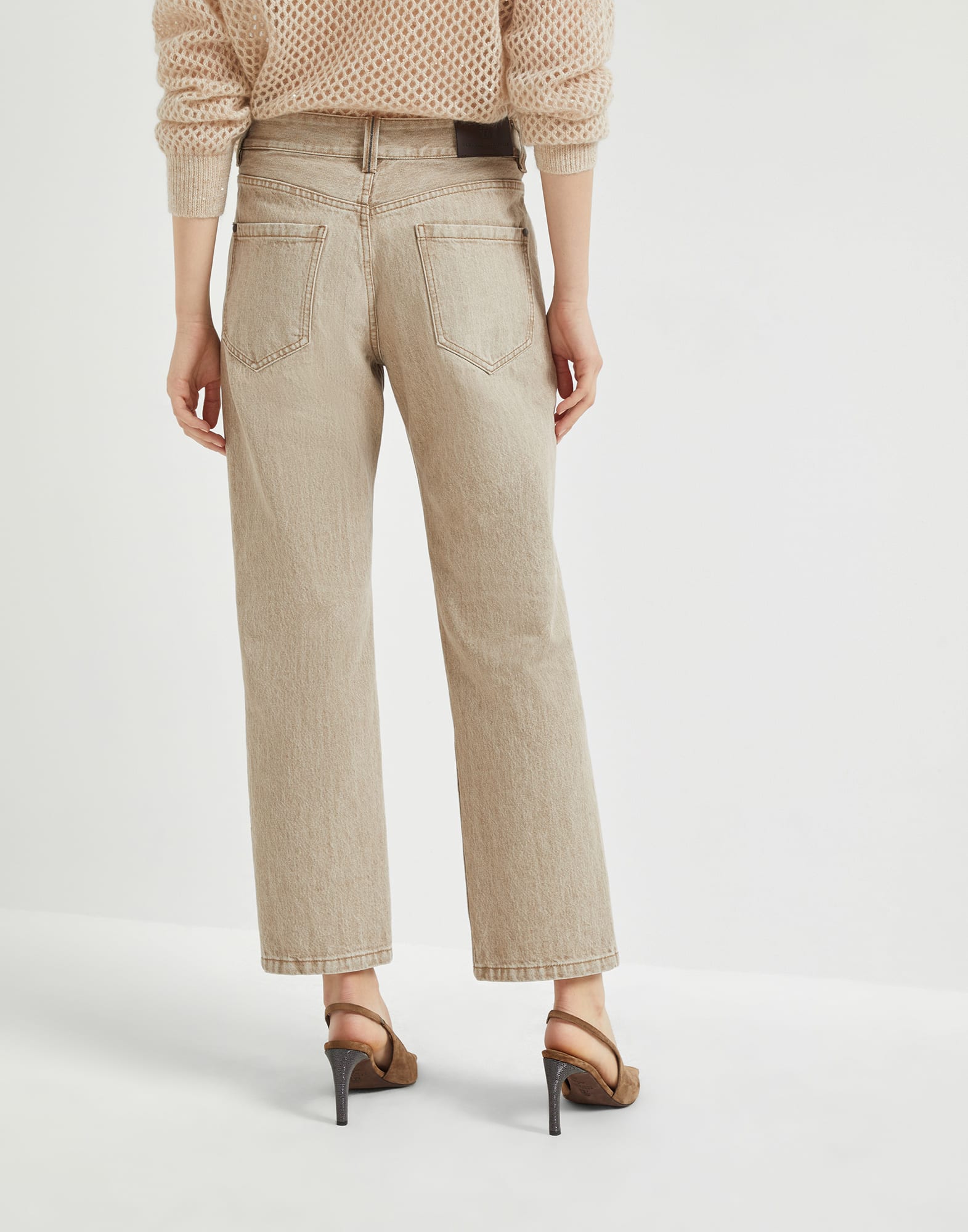 Pantalone in denim Authentic Beige Caldo Donna - Brunello Cucinelli