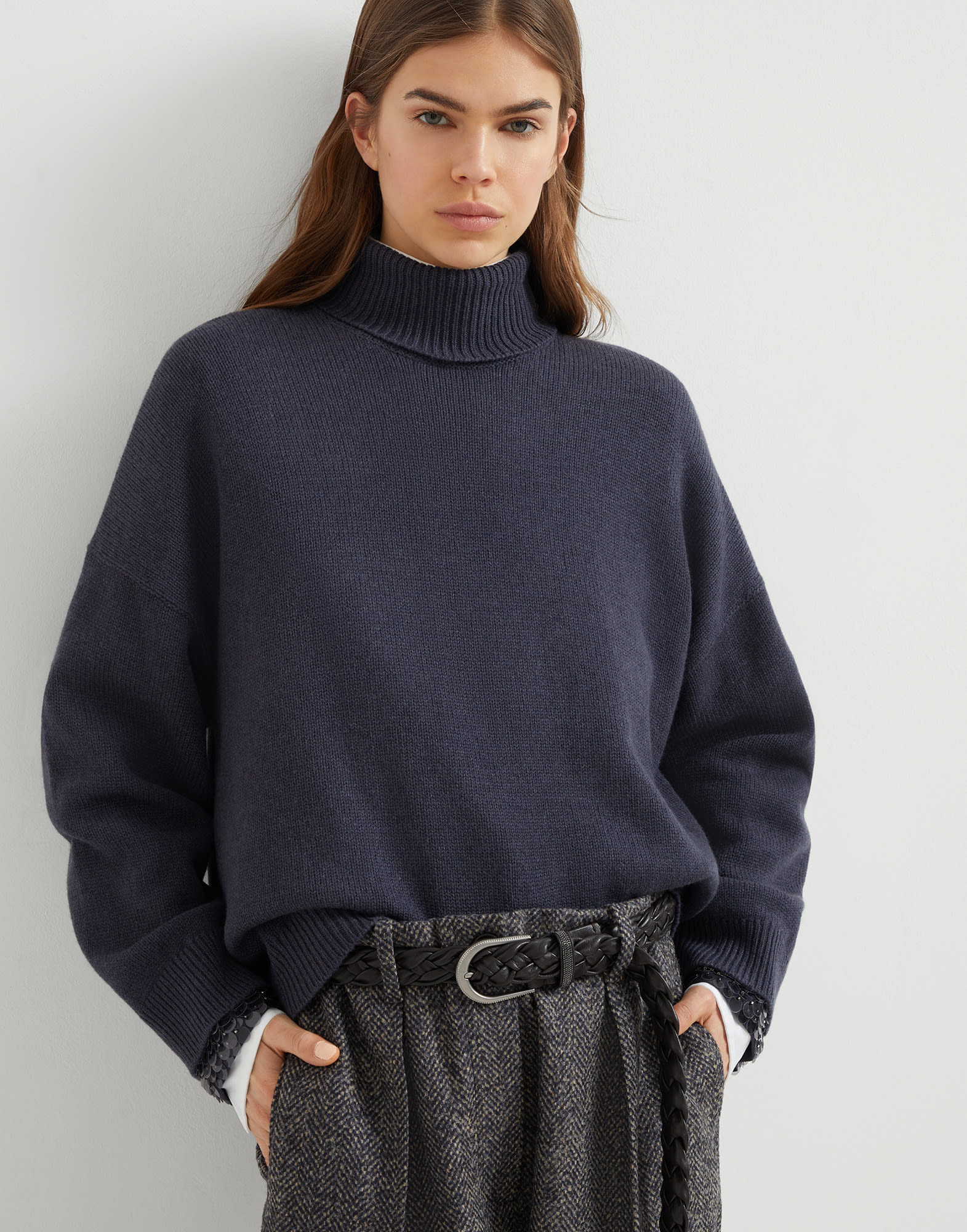 Turtleneck sweater Navy Blue Woman - Brunello Cucinelli