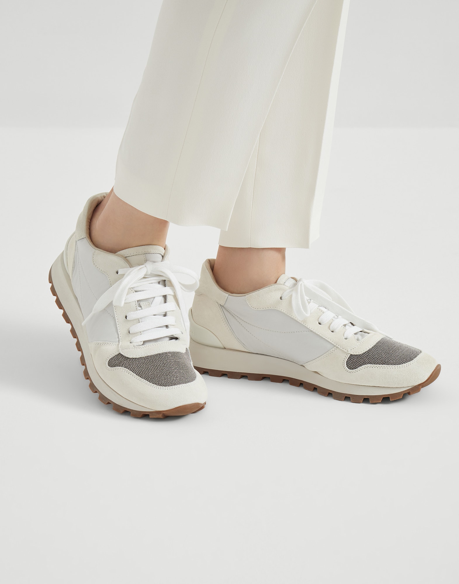 Chaussures de running en daim Blanc Femme - Brunello Cucinelli