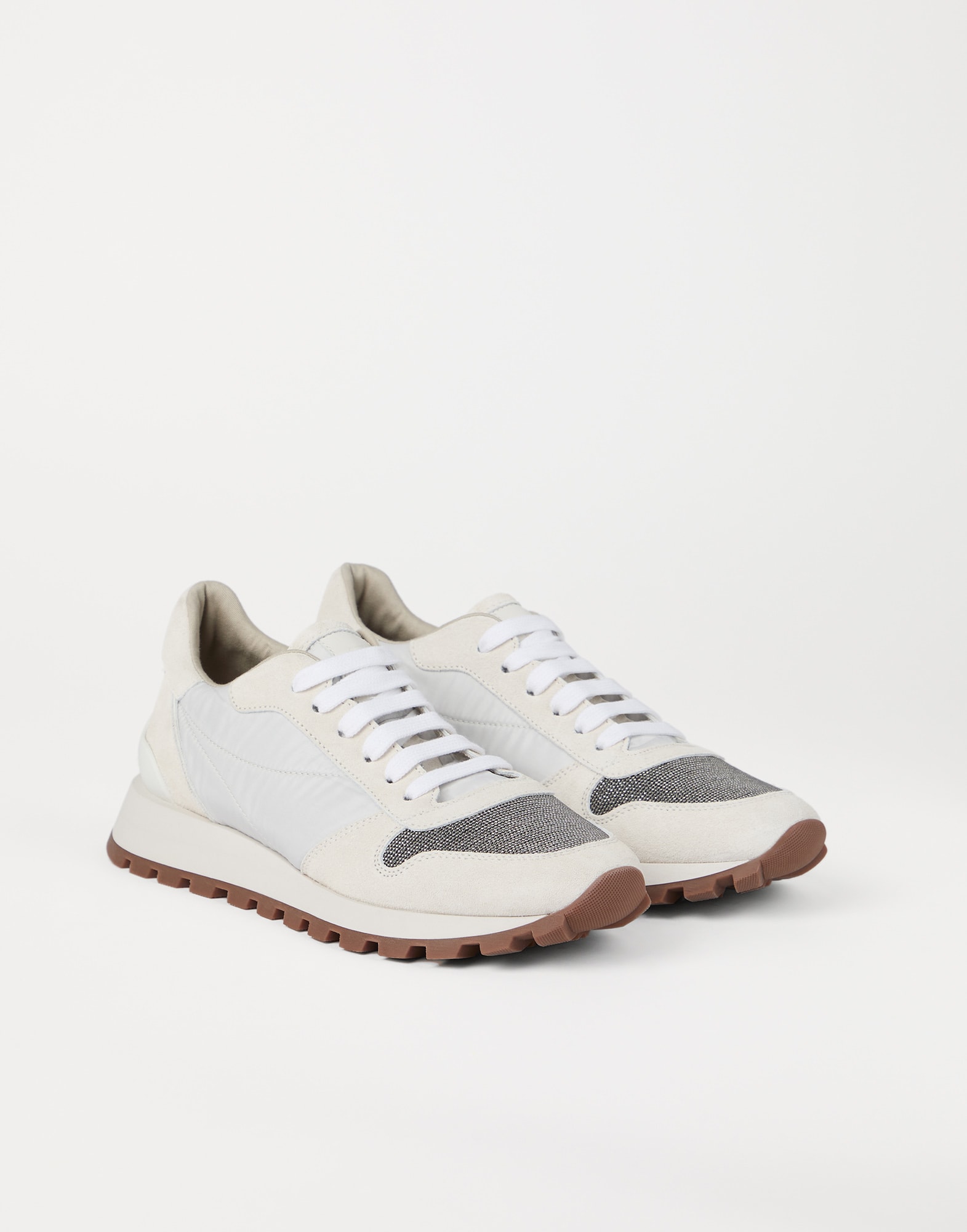 Chaussures de running en daim Blanc Femme - Brunello Cucinelli