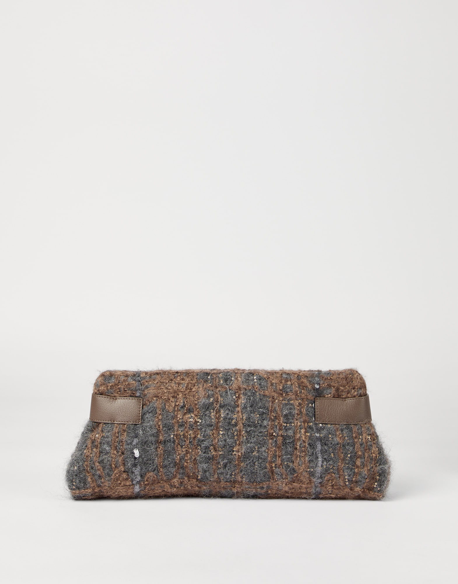 Essence pouch bag with dazzling embroidery Brown Woman - Brunello Cucinelli